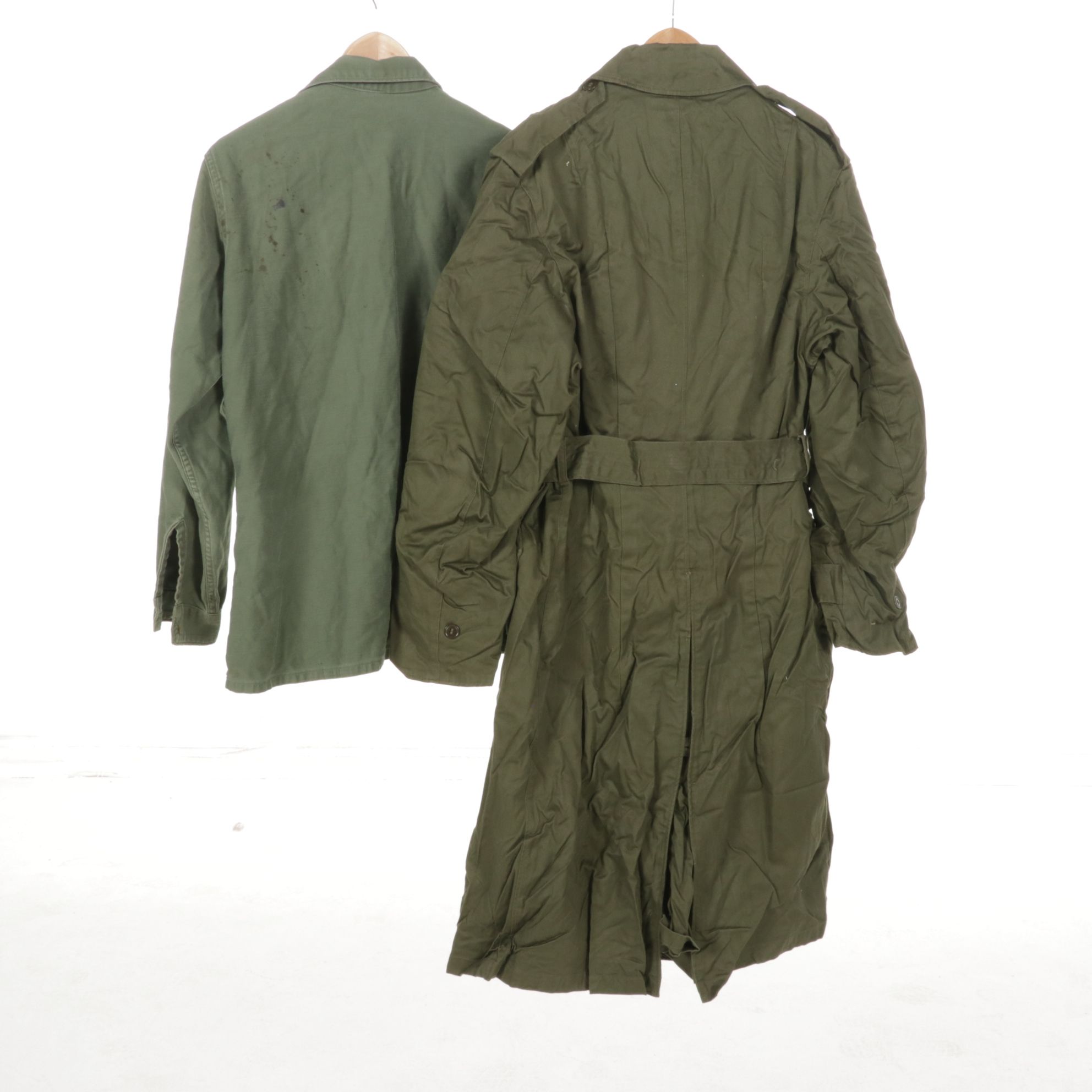Vietnam Era U.S. Army Uniforms with Trench Coat and Duffel, Size Small/Regular