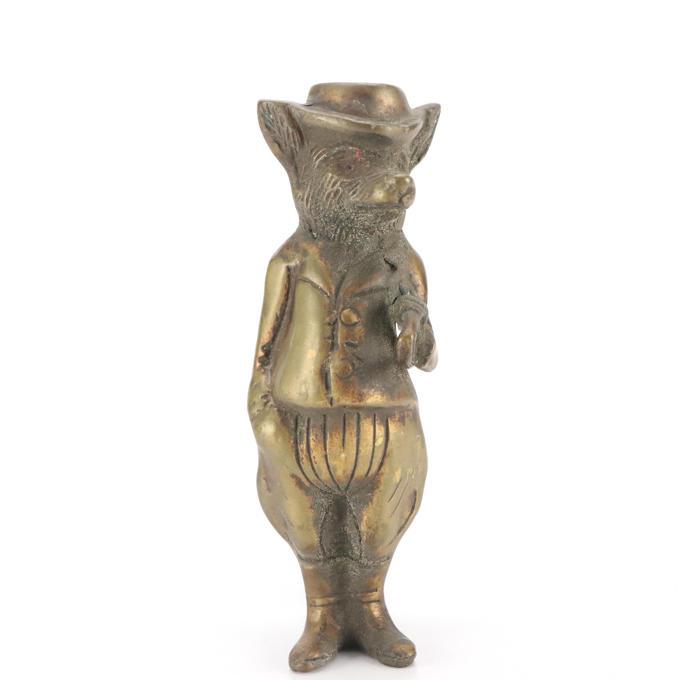 Anthropomorphic Brass Fox Figurine