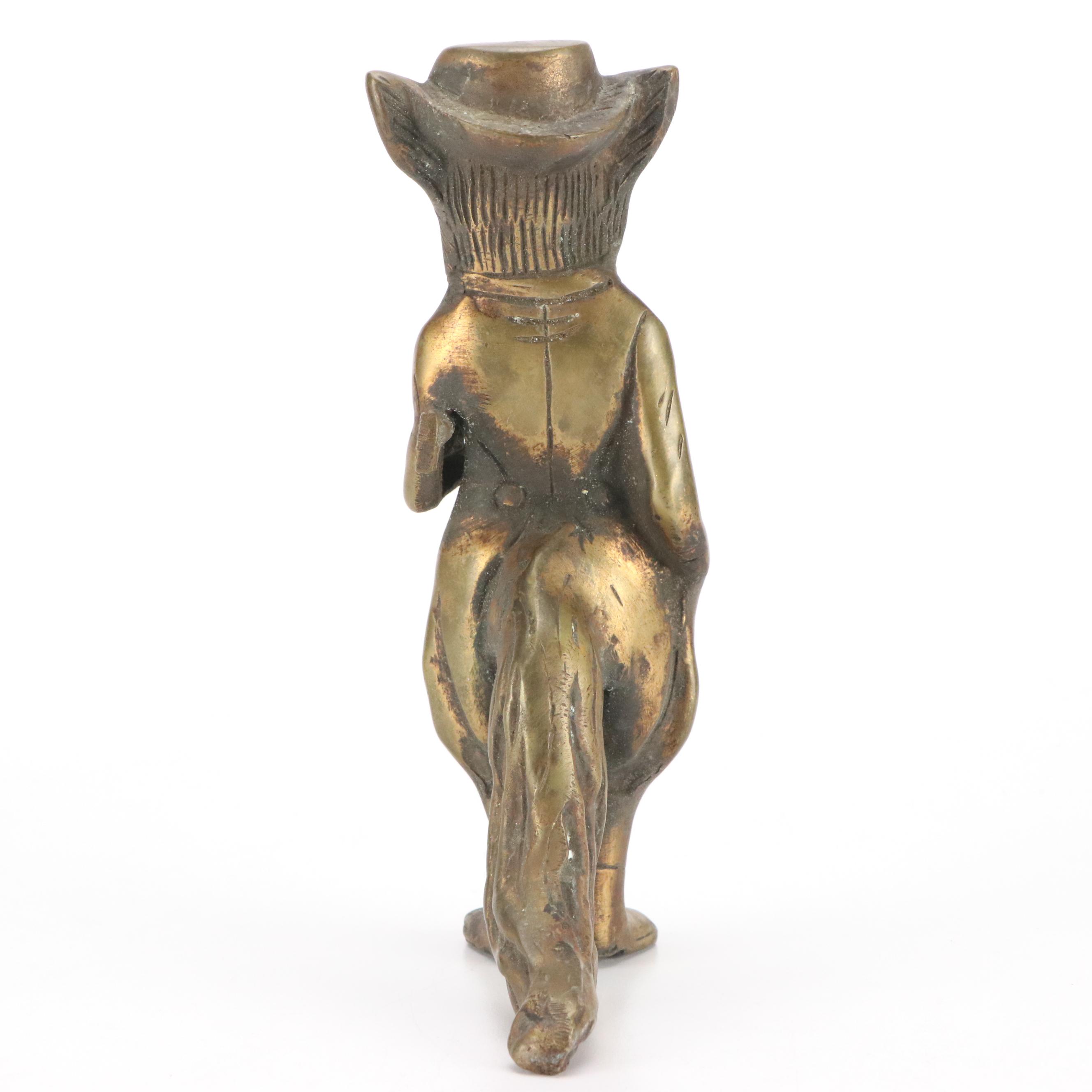 Anthropomorphic Brass Fox Figurine