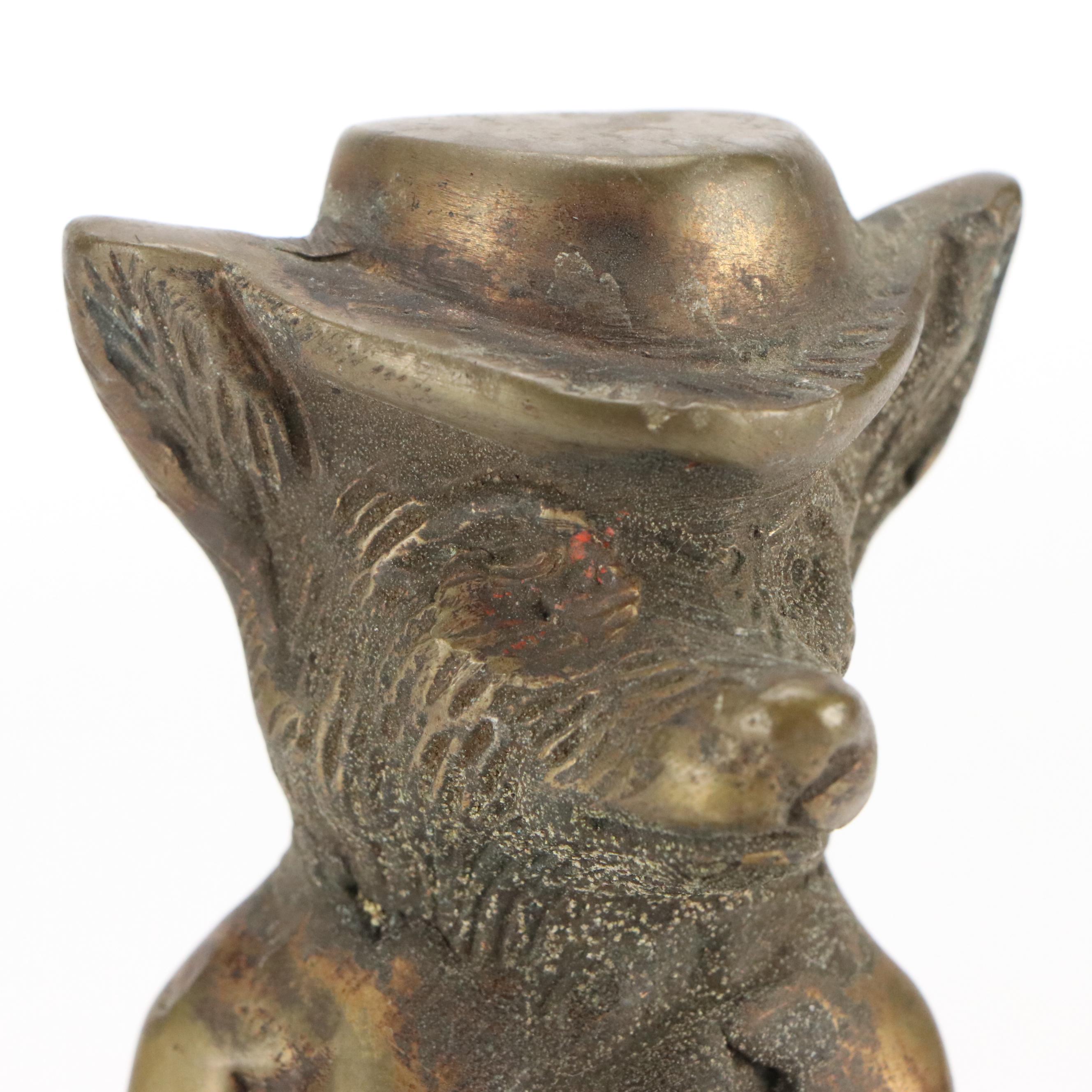 Anthropomorphic Brass Fox Figurine