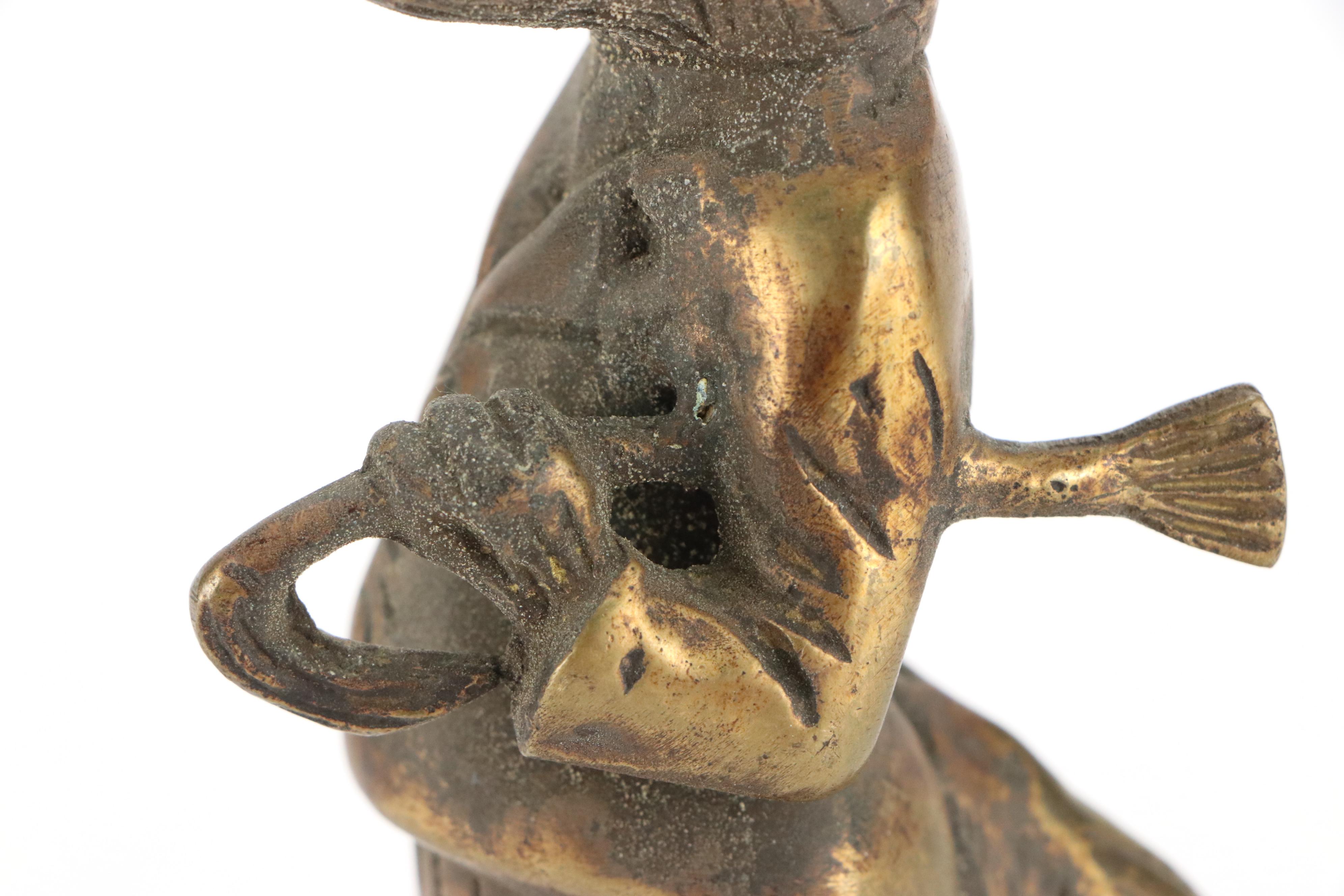 Anthropomorphic Brass Fox Figurine