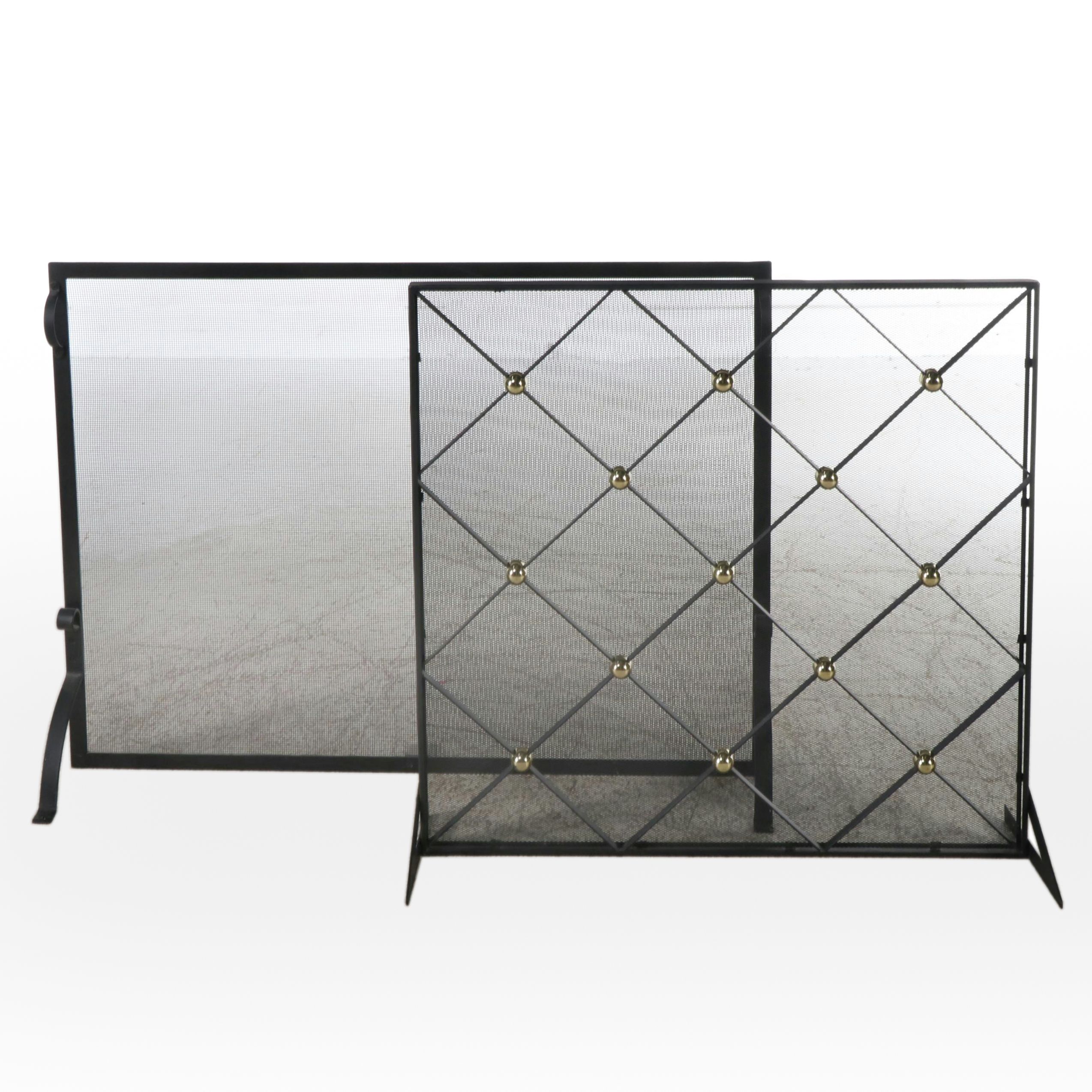 Polished Brass & Iron Fireplace Screens