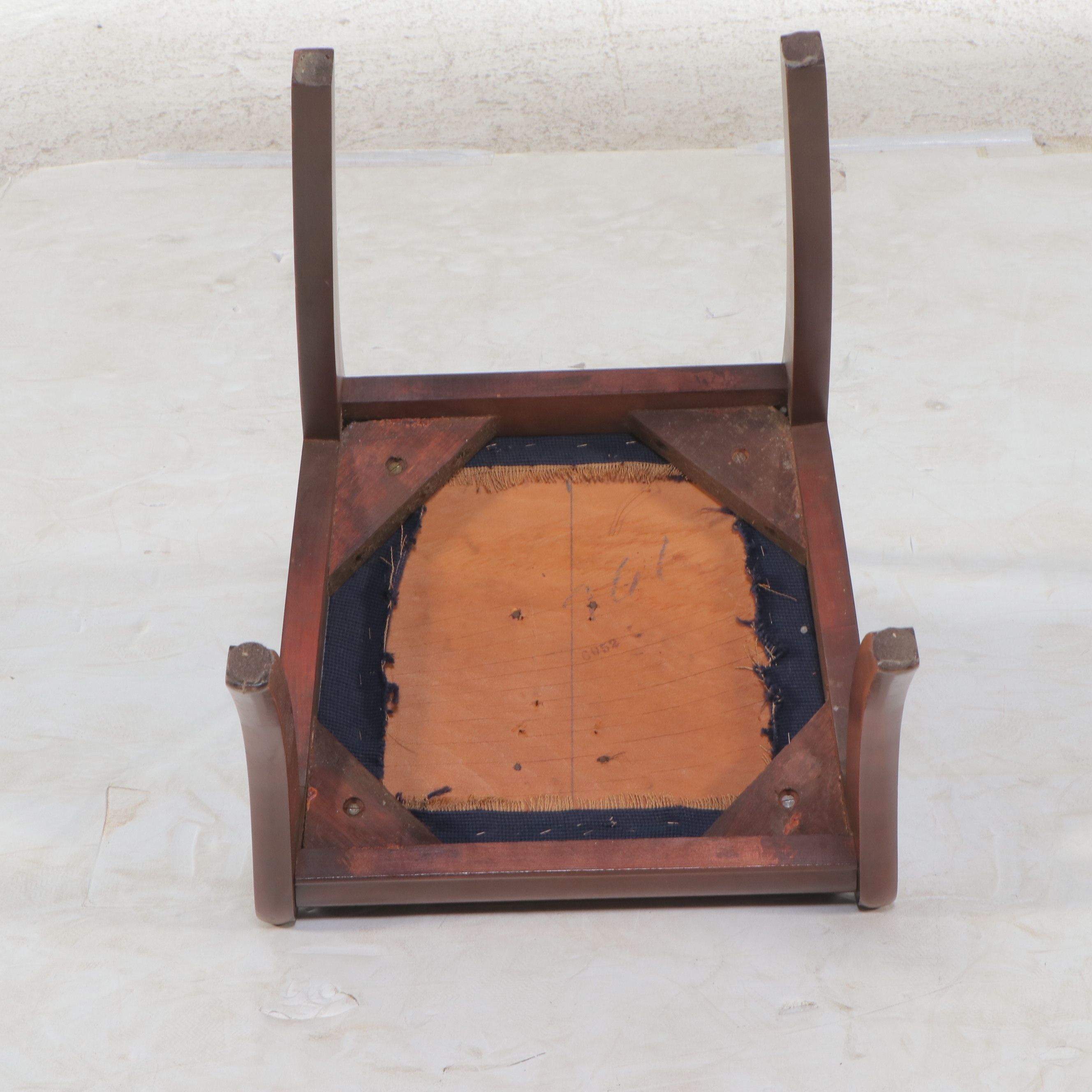 Victorian Carved Mahogany Saber Leg Side Chair with Needlepoint Upholstery