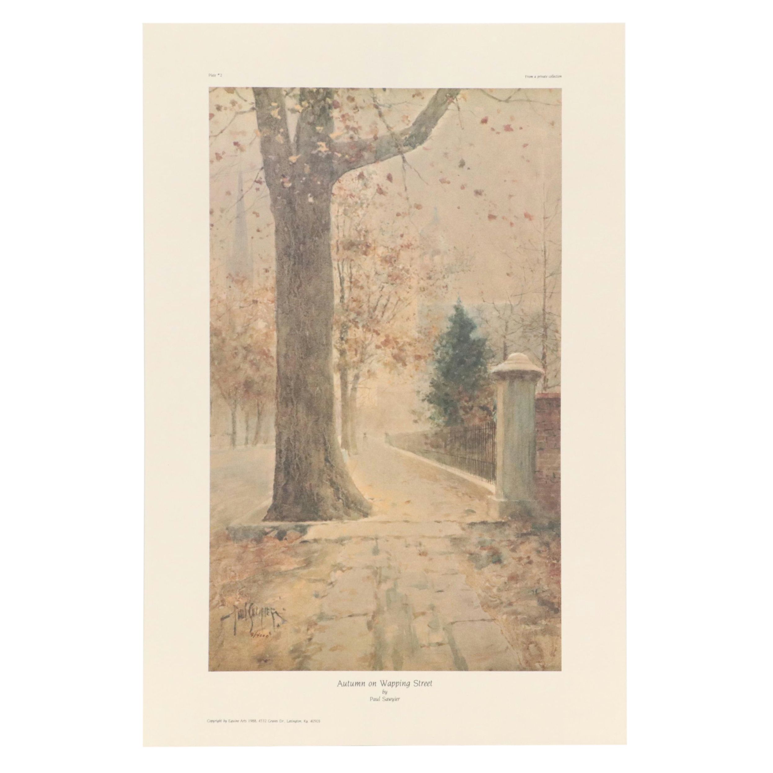 After Paul Sawyier Offset Lithograph "Autumn on Wapping Street"