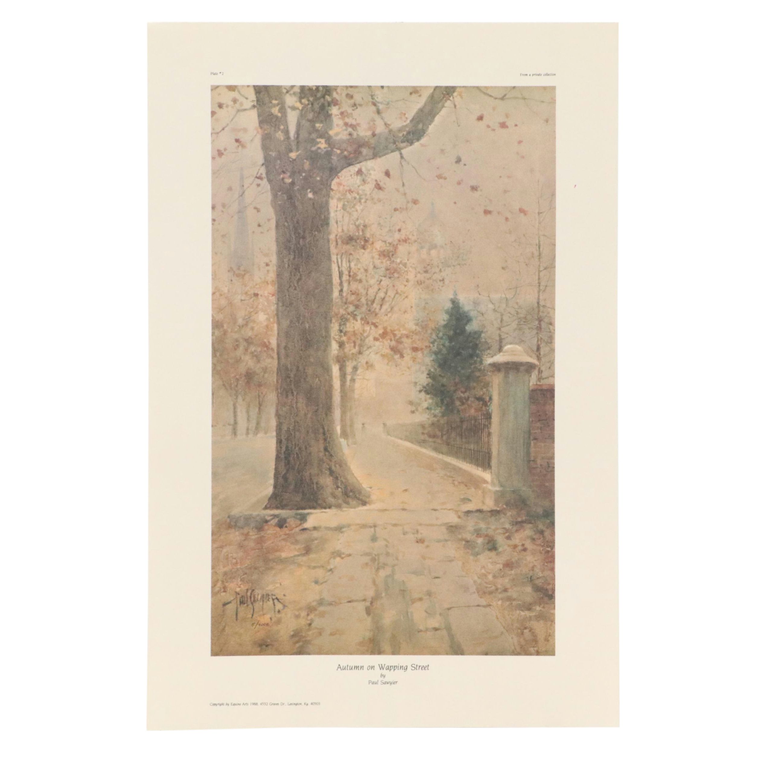 After Paul Sawyier Offset Lithograph "Autumn on Wapping Street"