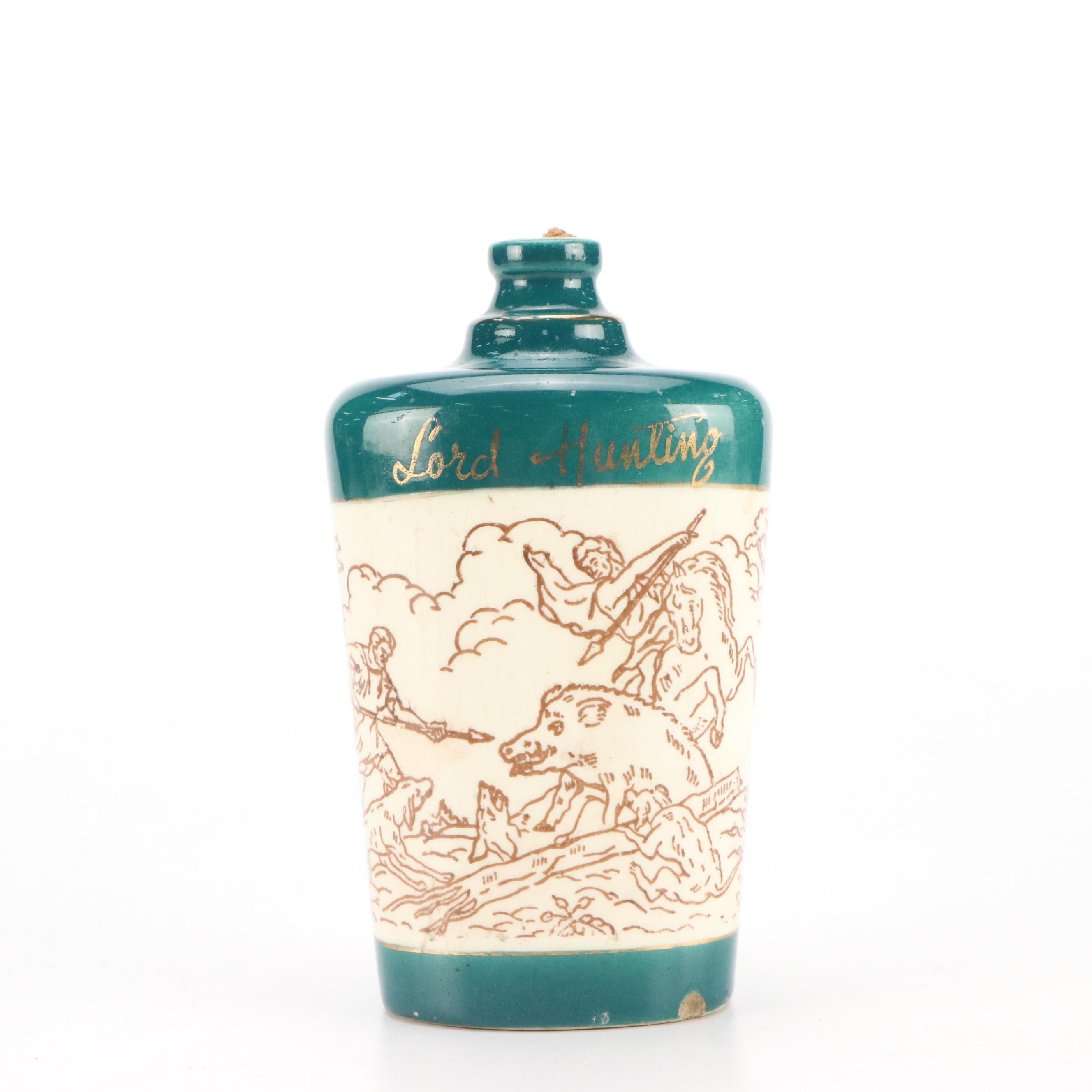 Mexican Lofisa Boar Hunting Scene Ceramic Hunt Flask