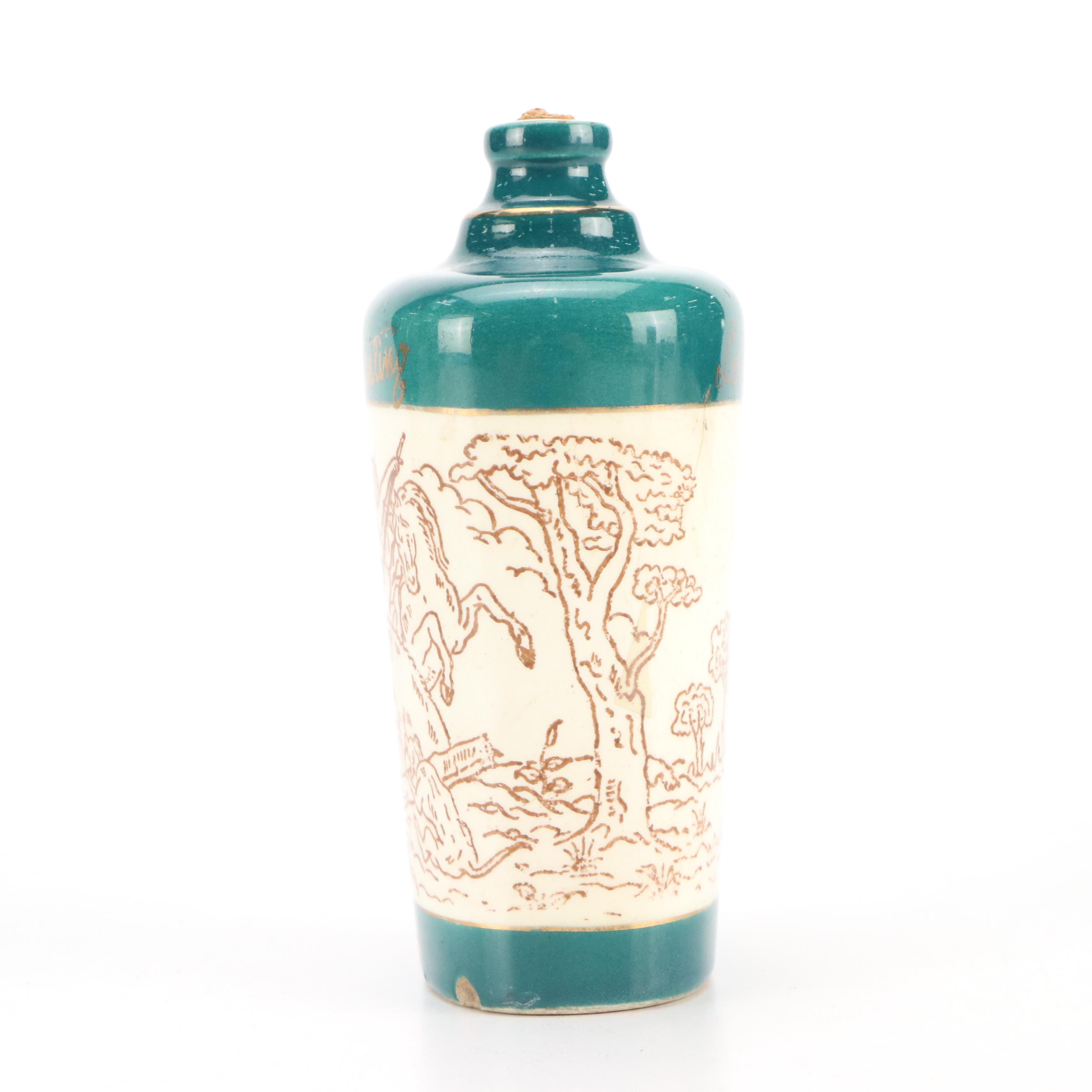 Mexican Lofisa Boar Hunting Scene Ceramic Hunt Flask