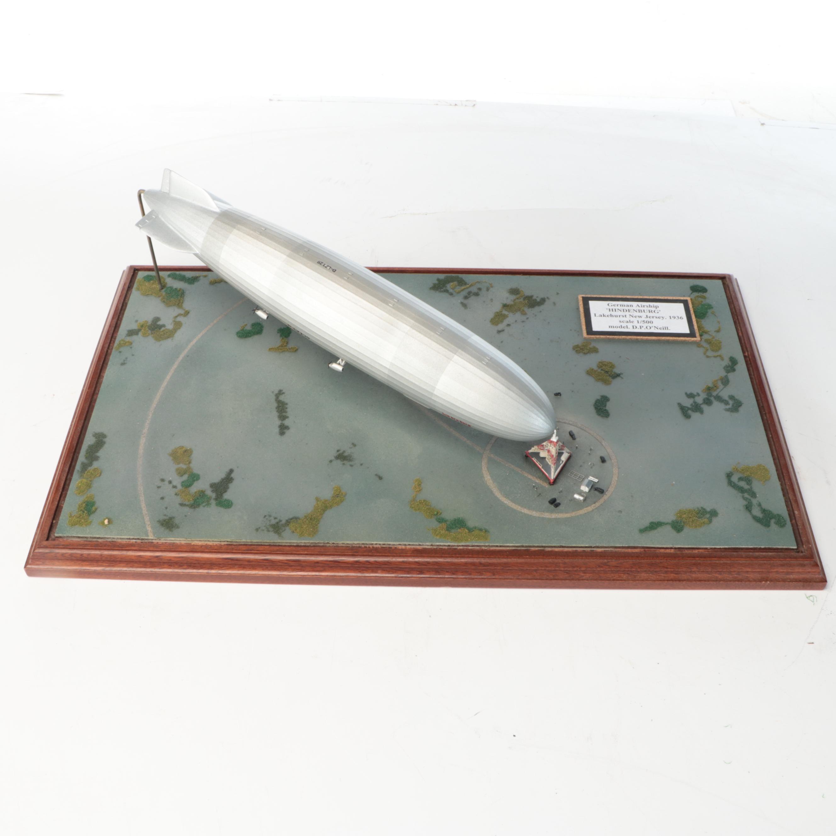 D. P. O'Neill "Hindenburg Airship, 1936" 1:500 Scale Model in Glass Vitrine