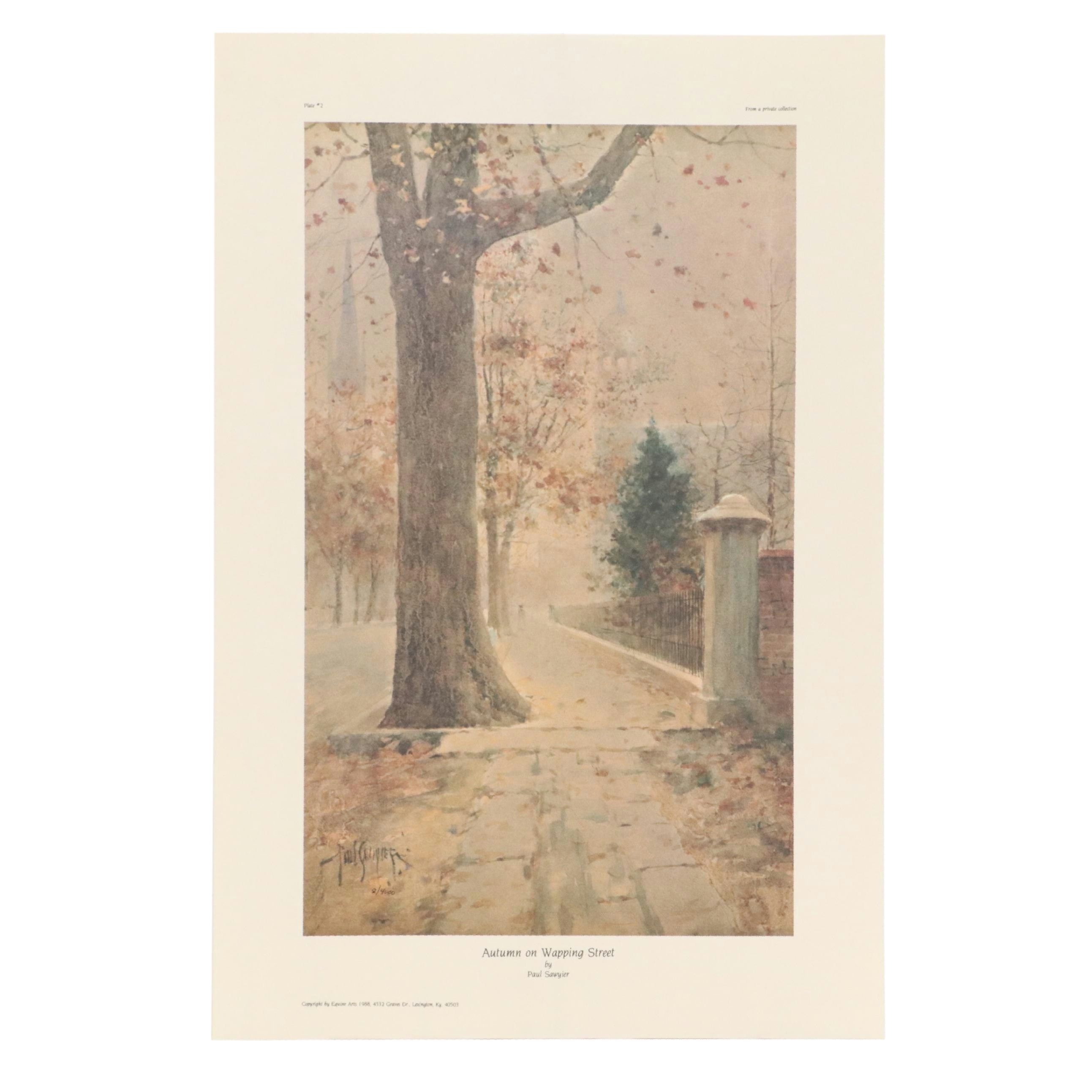 After Paul Sawyier Offset Lithograph "Autumn on Wapping Street"