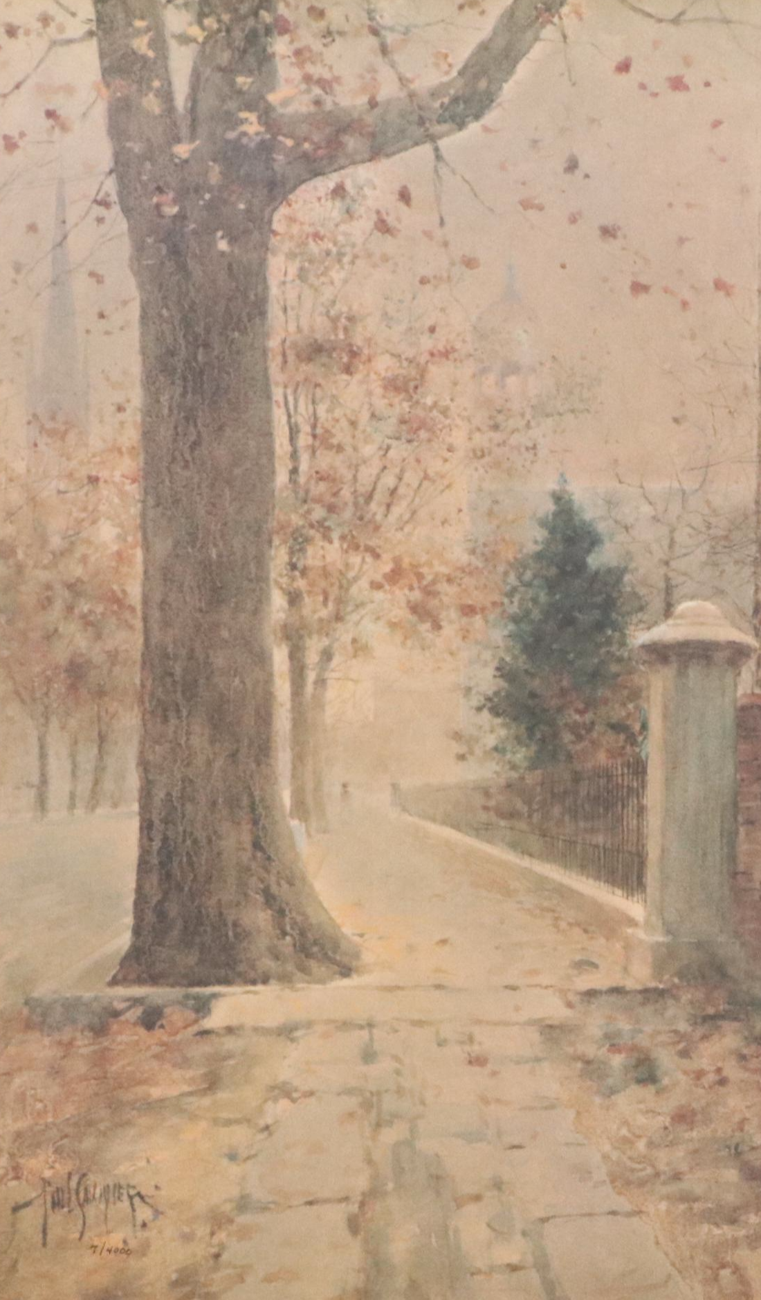 After Paul Sawyier Offset Lithograph "Autumn on Wapping Street"