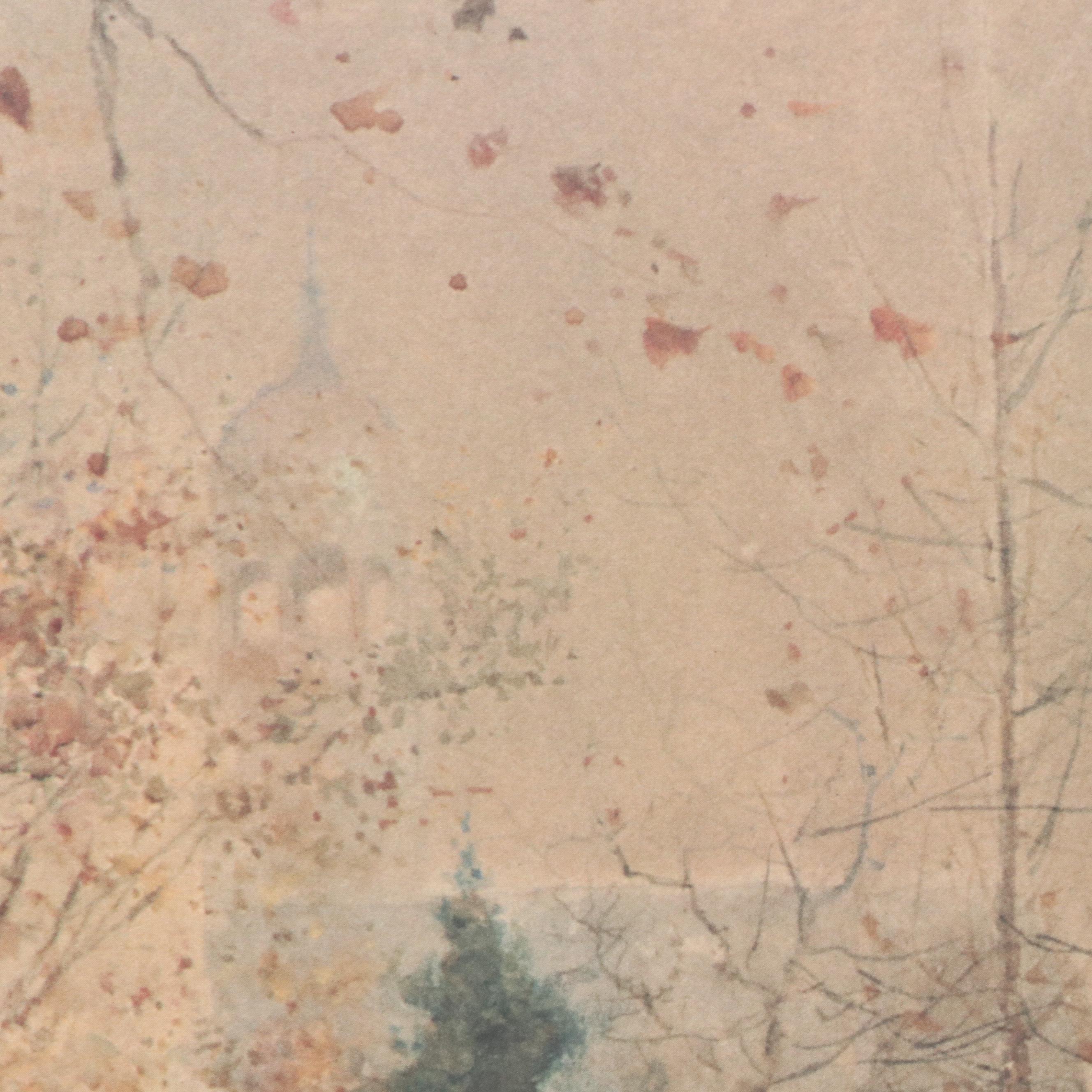 After Paul Sawyier Offset Lithograph "Autumn on Wapping Street"