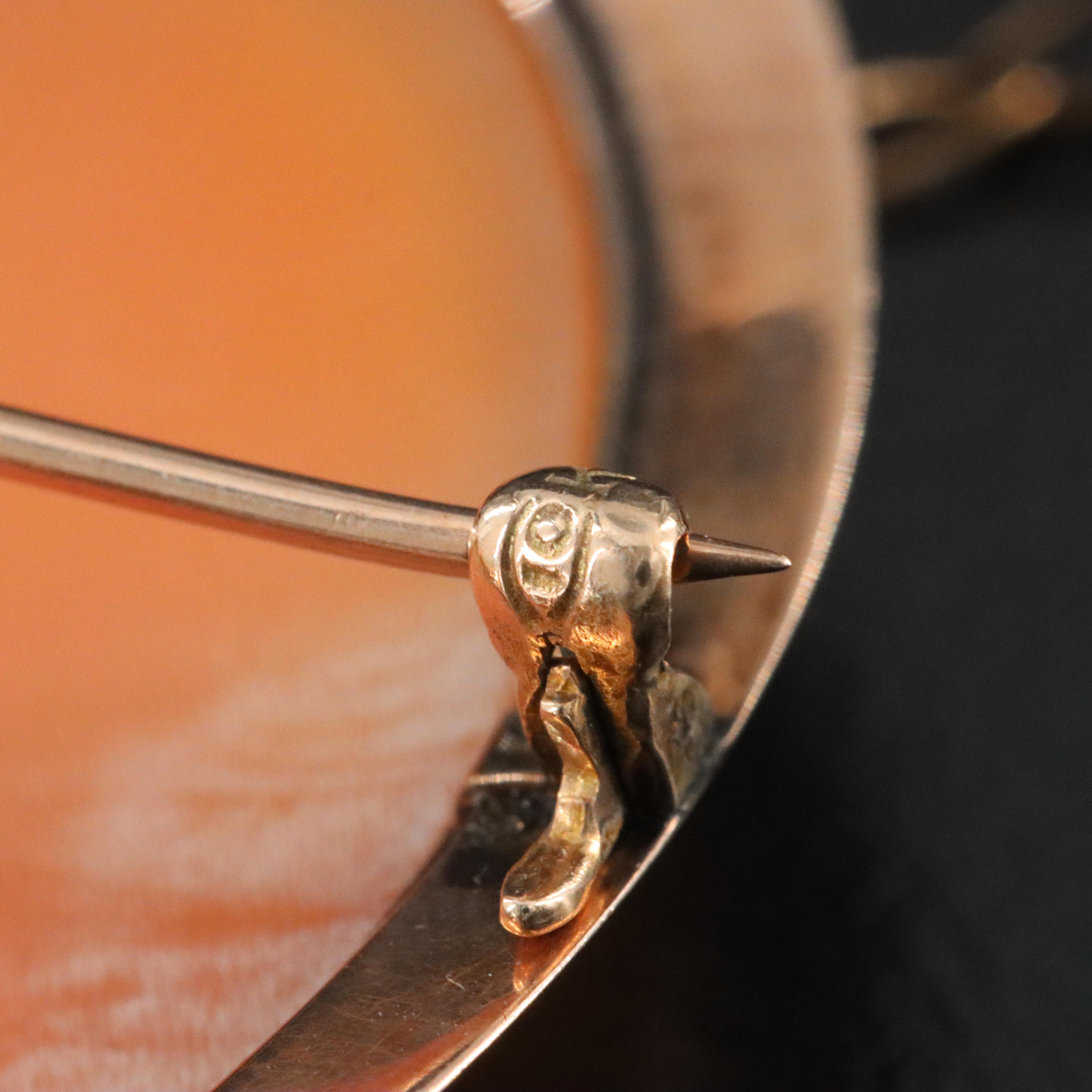 10K Shell Cameo Brooch