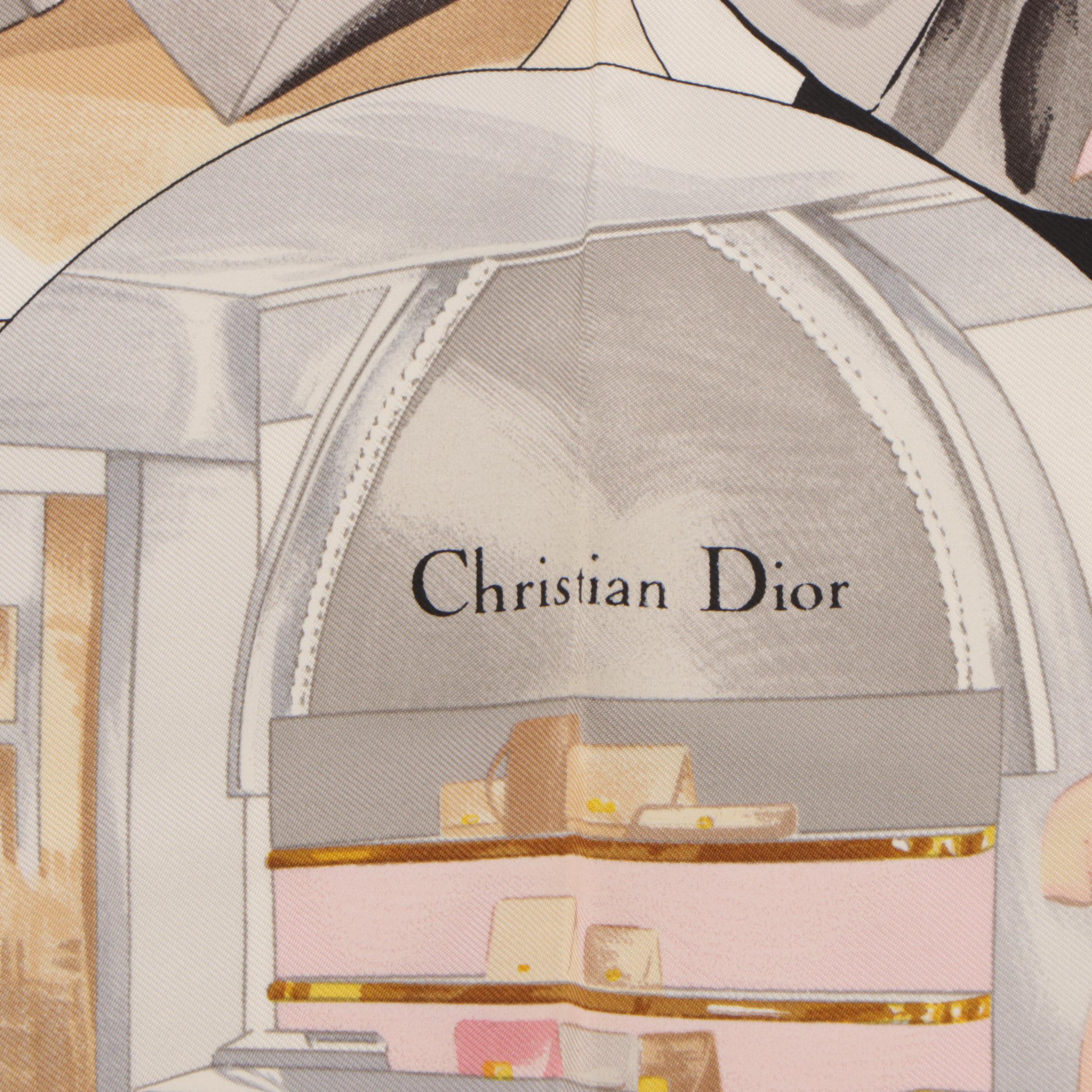 Christian Dior Pink Multi Printed Silk Scarf