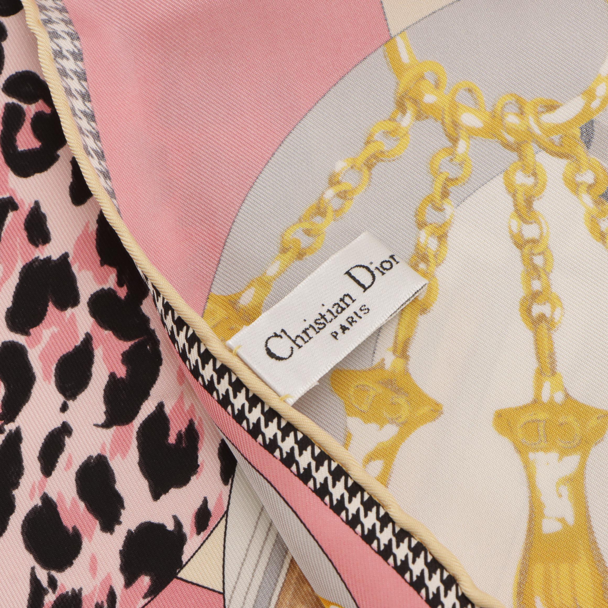 Christian Dior Pink Multi Printed Silk Scarf