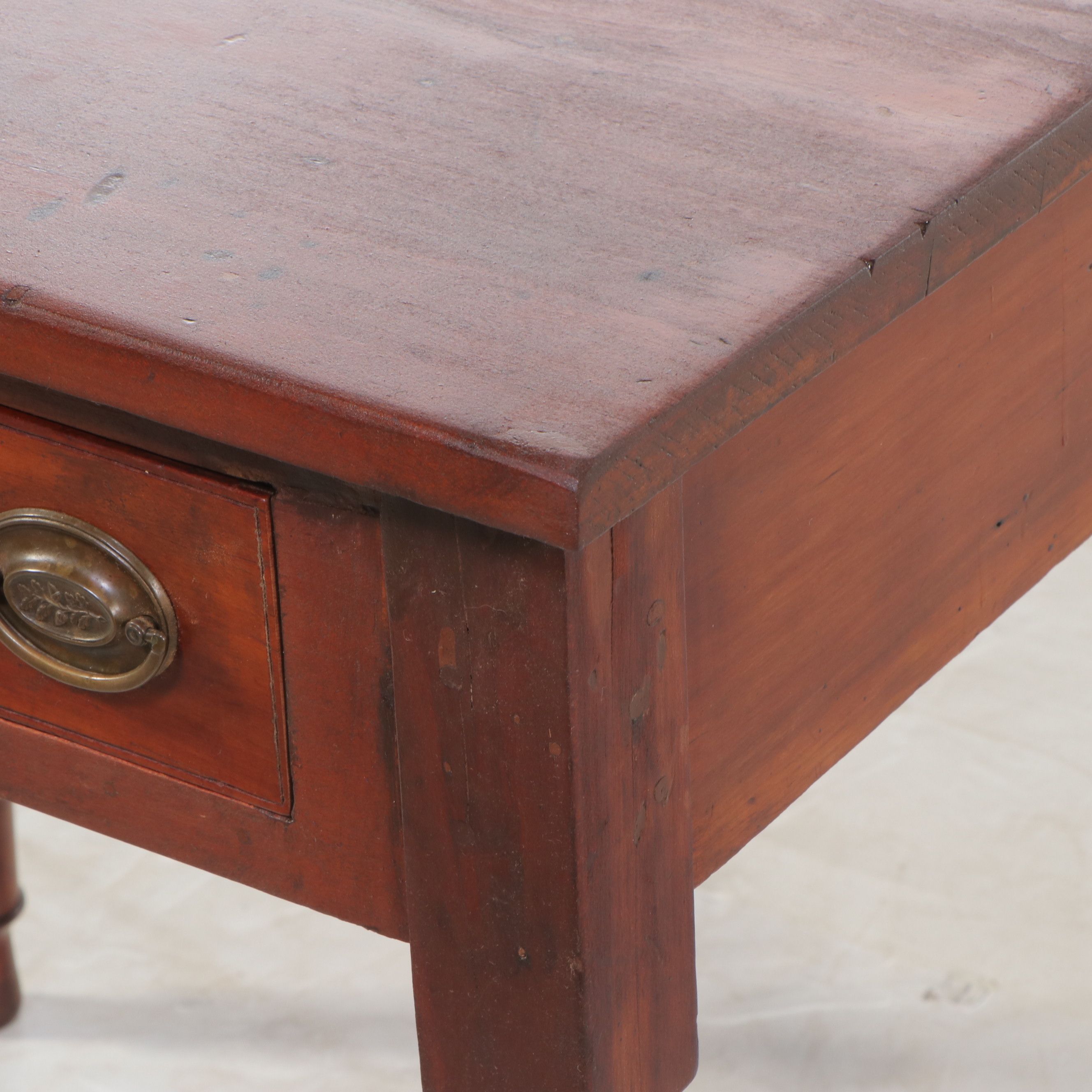 Country Sheraton Style Cherry Finish Single Drawer Table