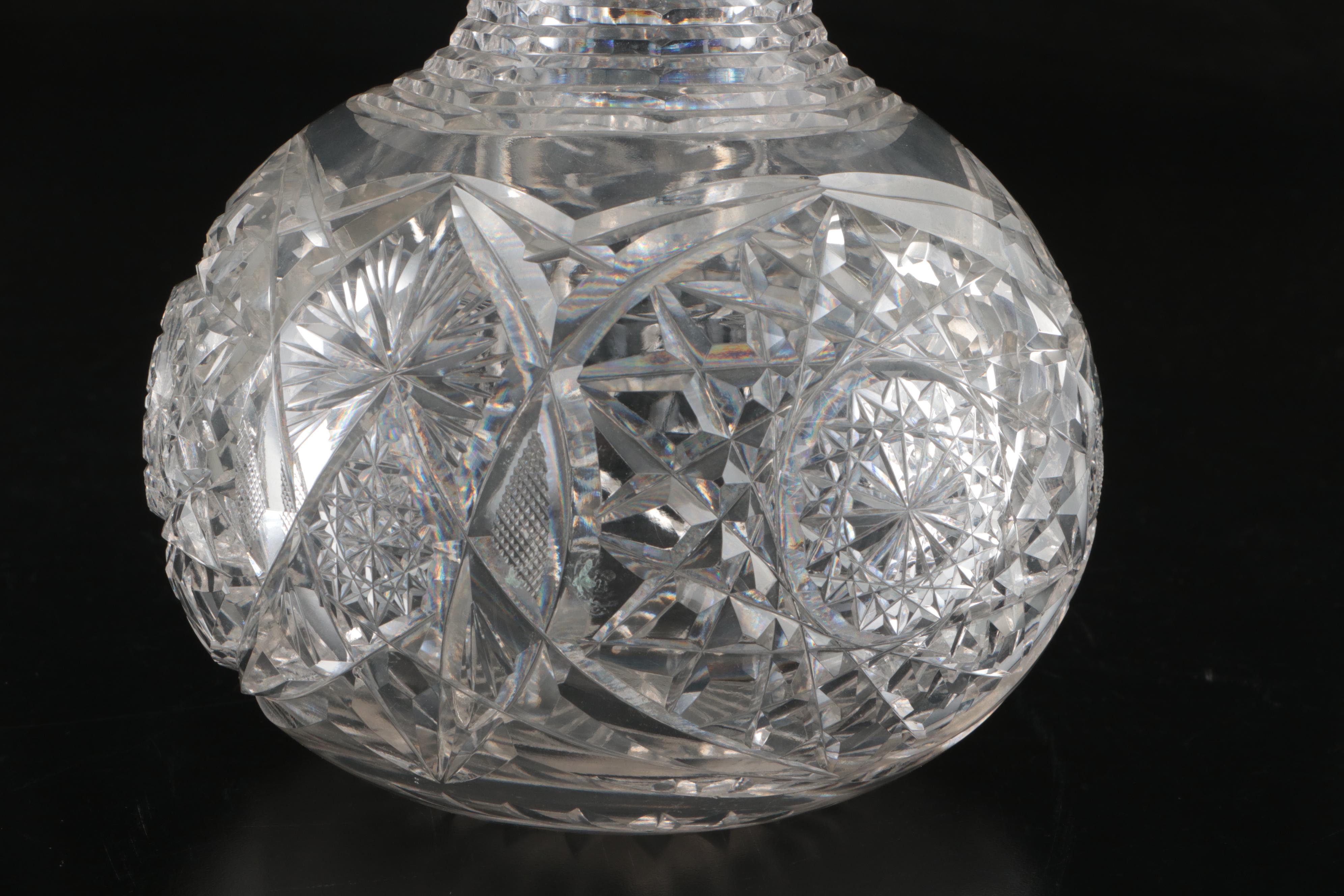 American Brilliant  Style Cut Glass Carafe with Other Tableware