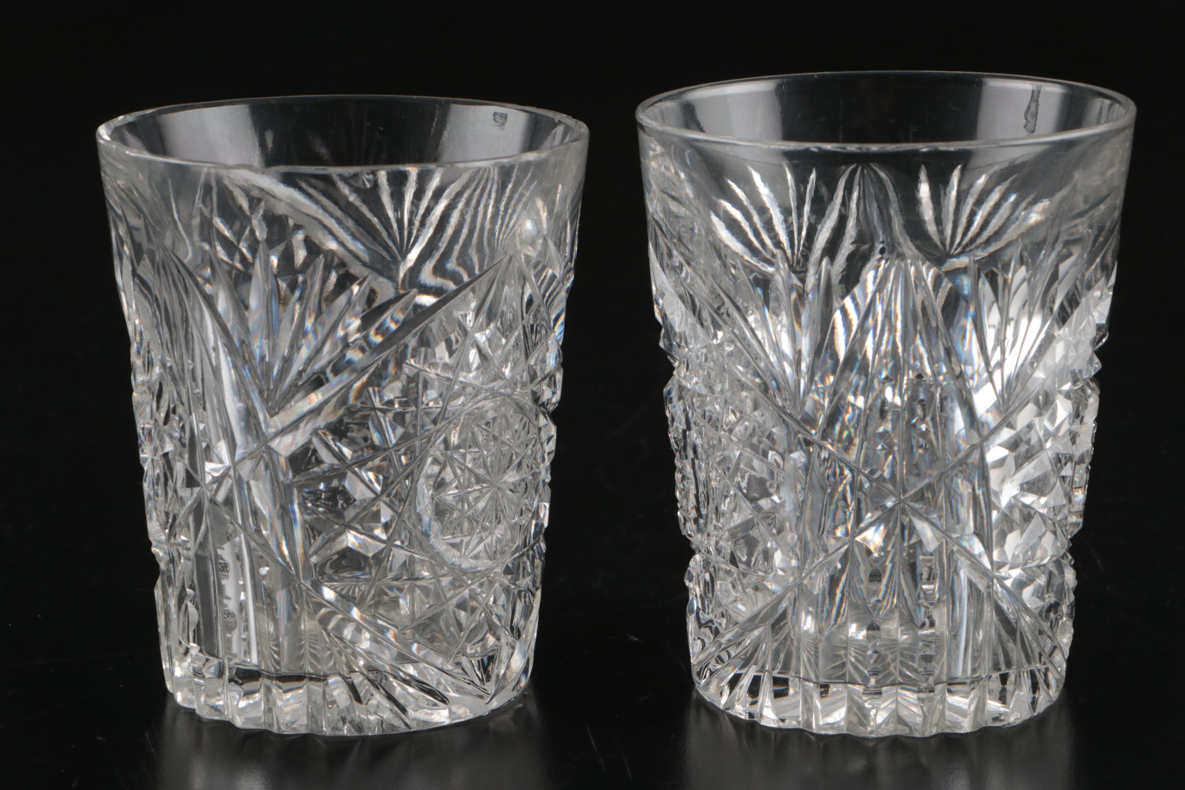 American Brilliant  Style Cut Glass Carafe with Other Tableware