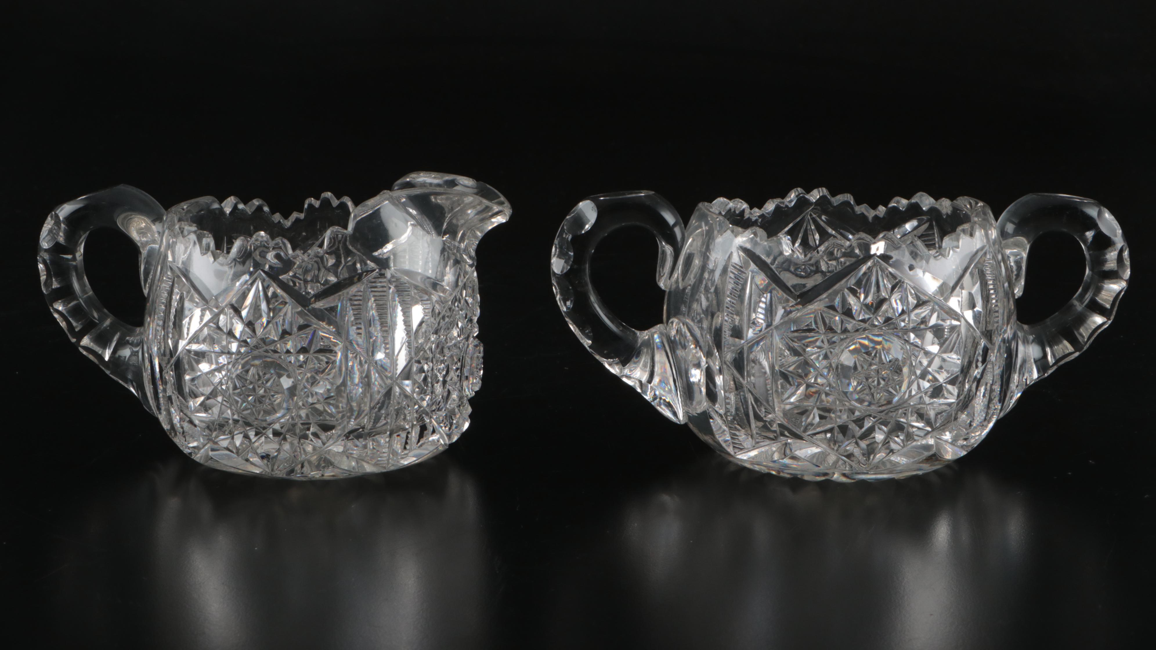 American Brilliant  Style Cut Glass Carafe with Other Tableware