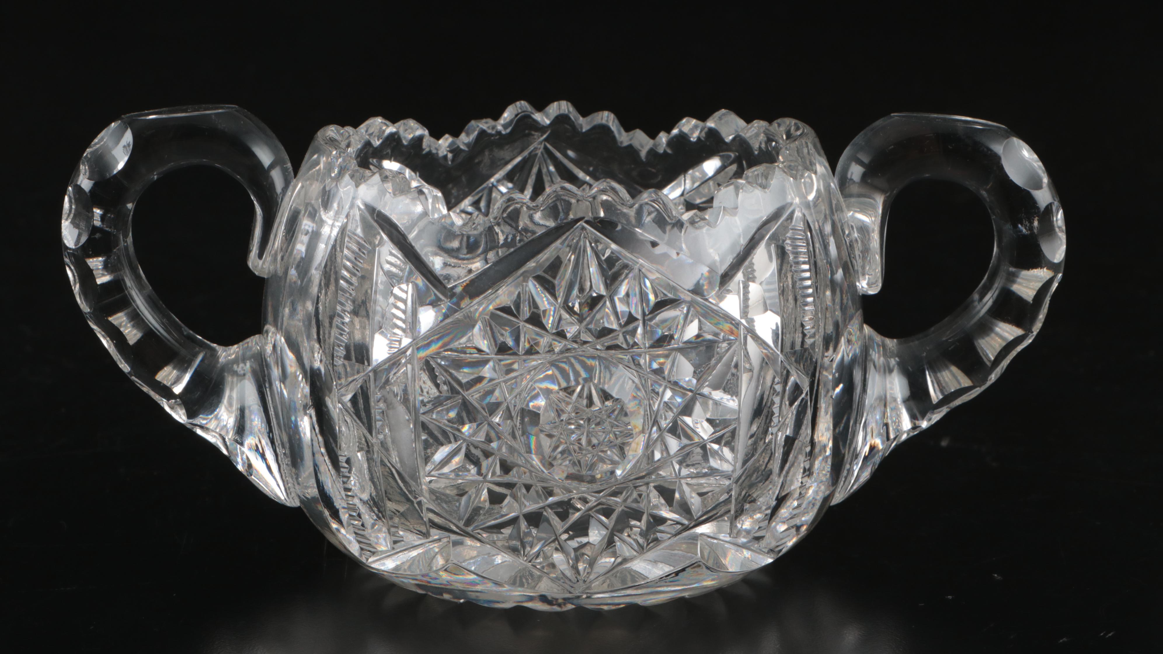 American Brilliant  Style Cut Glass Carafe with Other Tableware