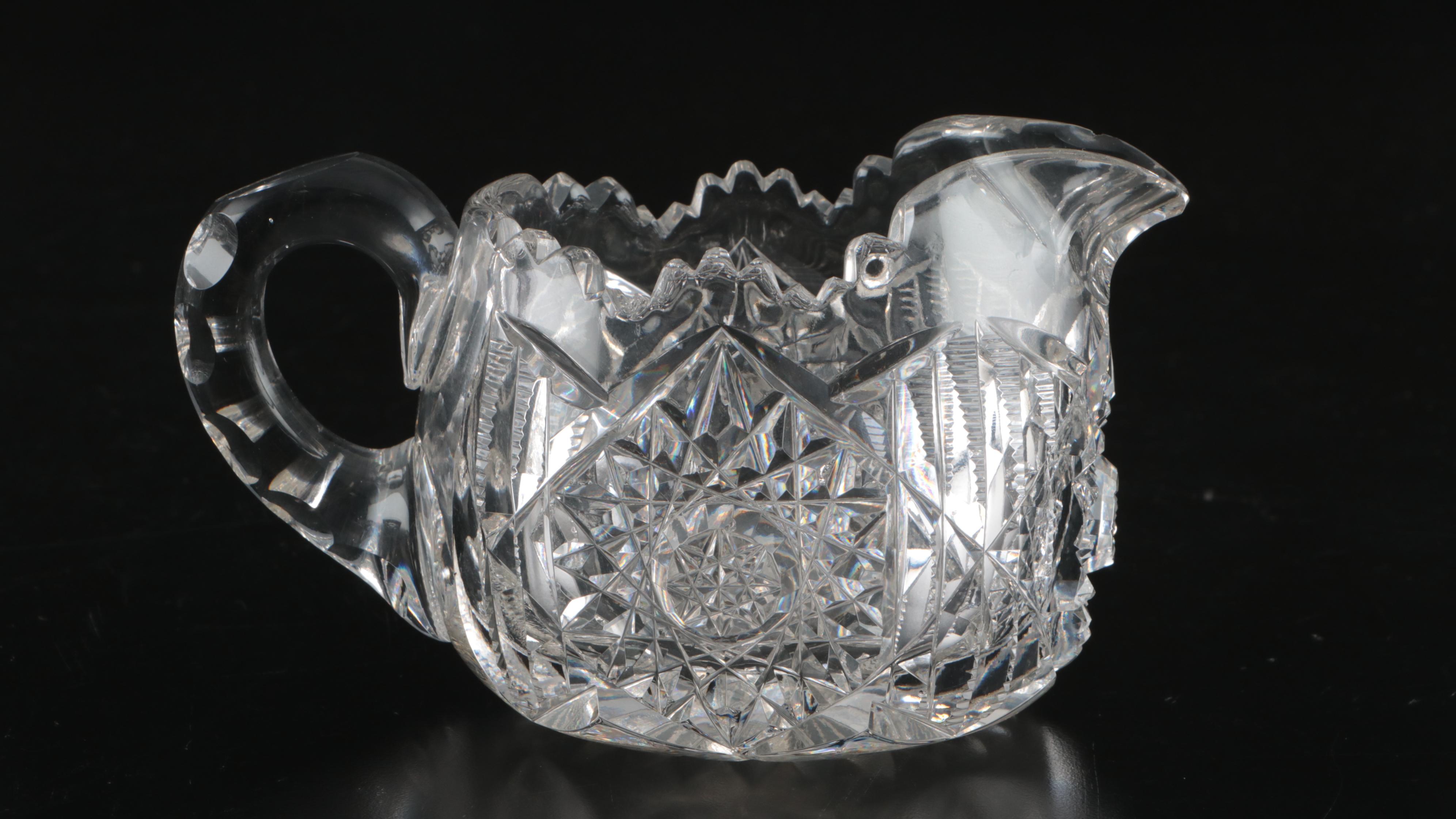 American Brilliant  Style Cut Glass Carafe with Other Tableware