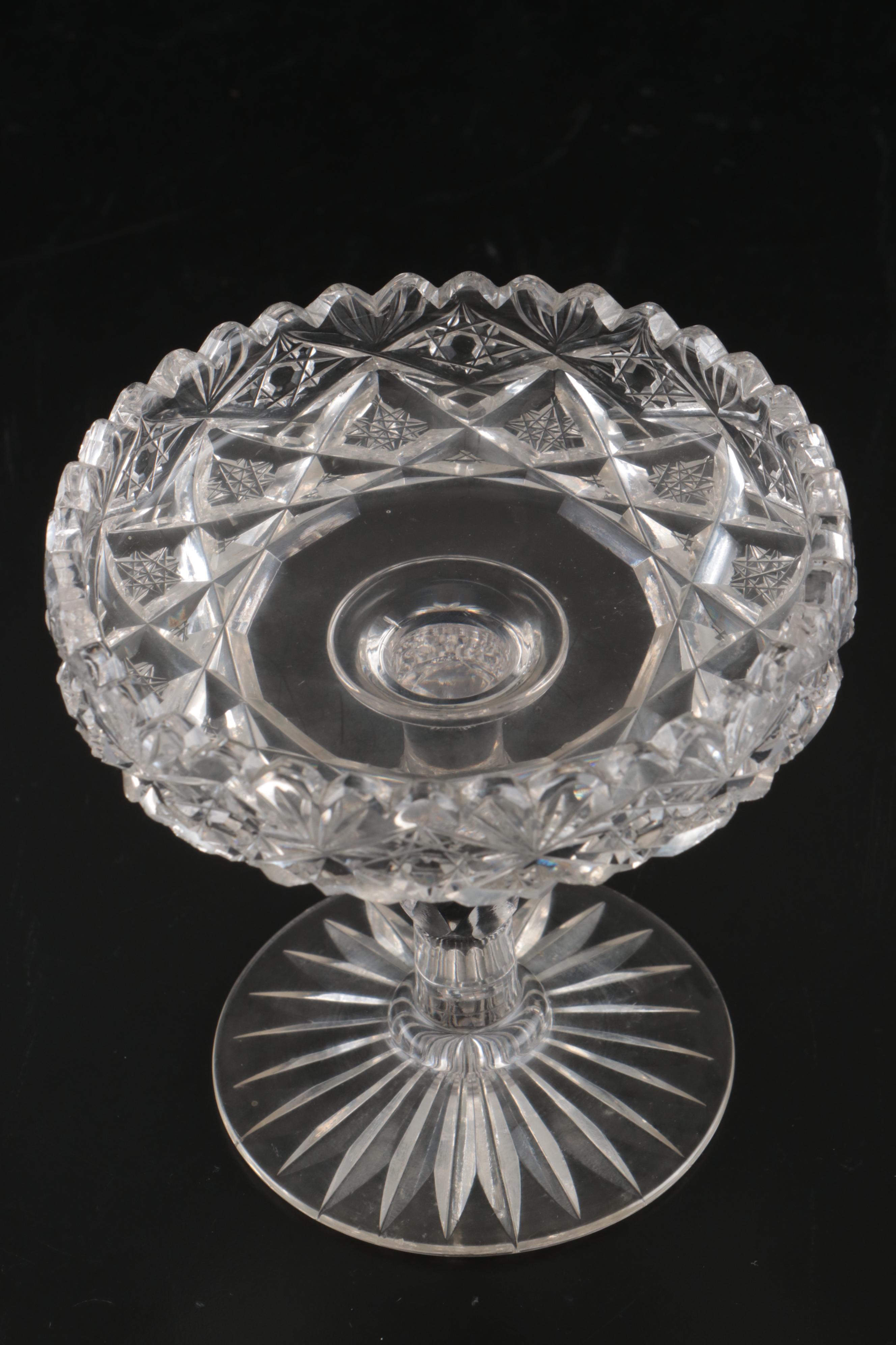 American Brilliant  Style Cut Glass Carafe with Other Tableware