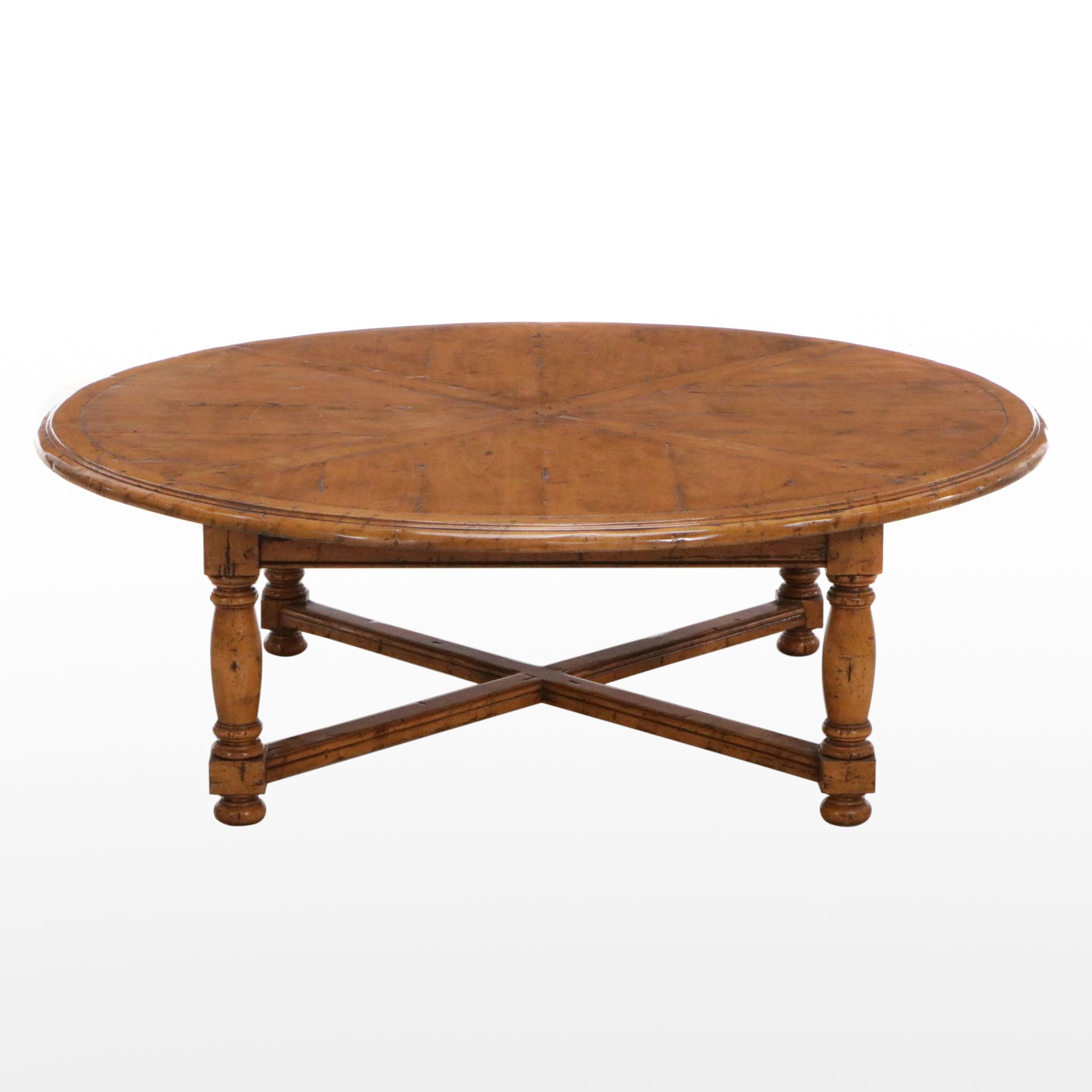 French Provincial Style Round Wood Coffee Table