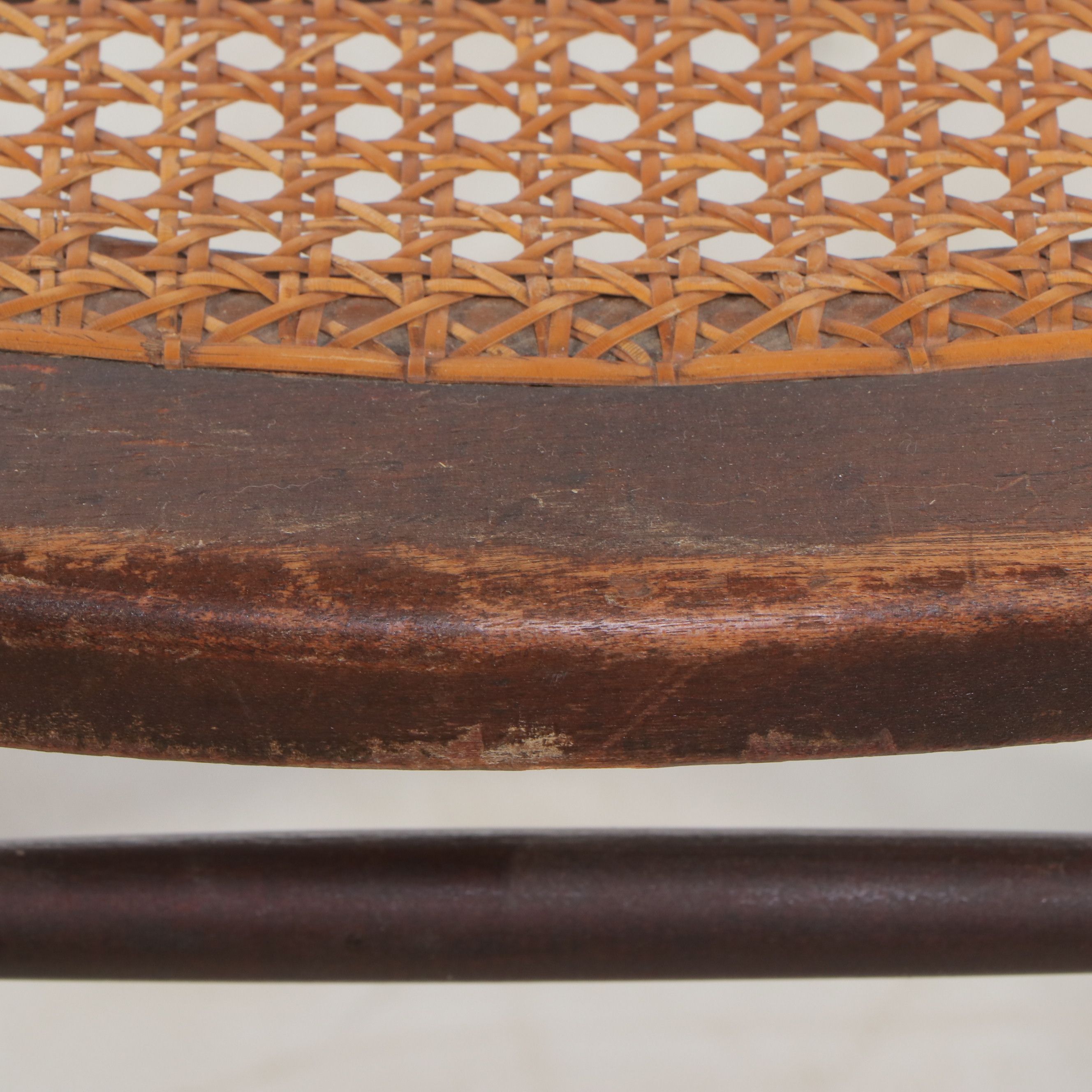 Pair of Edwardian Style Spindle Back Walnut Finish Cane Bottom Chairs