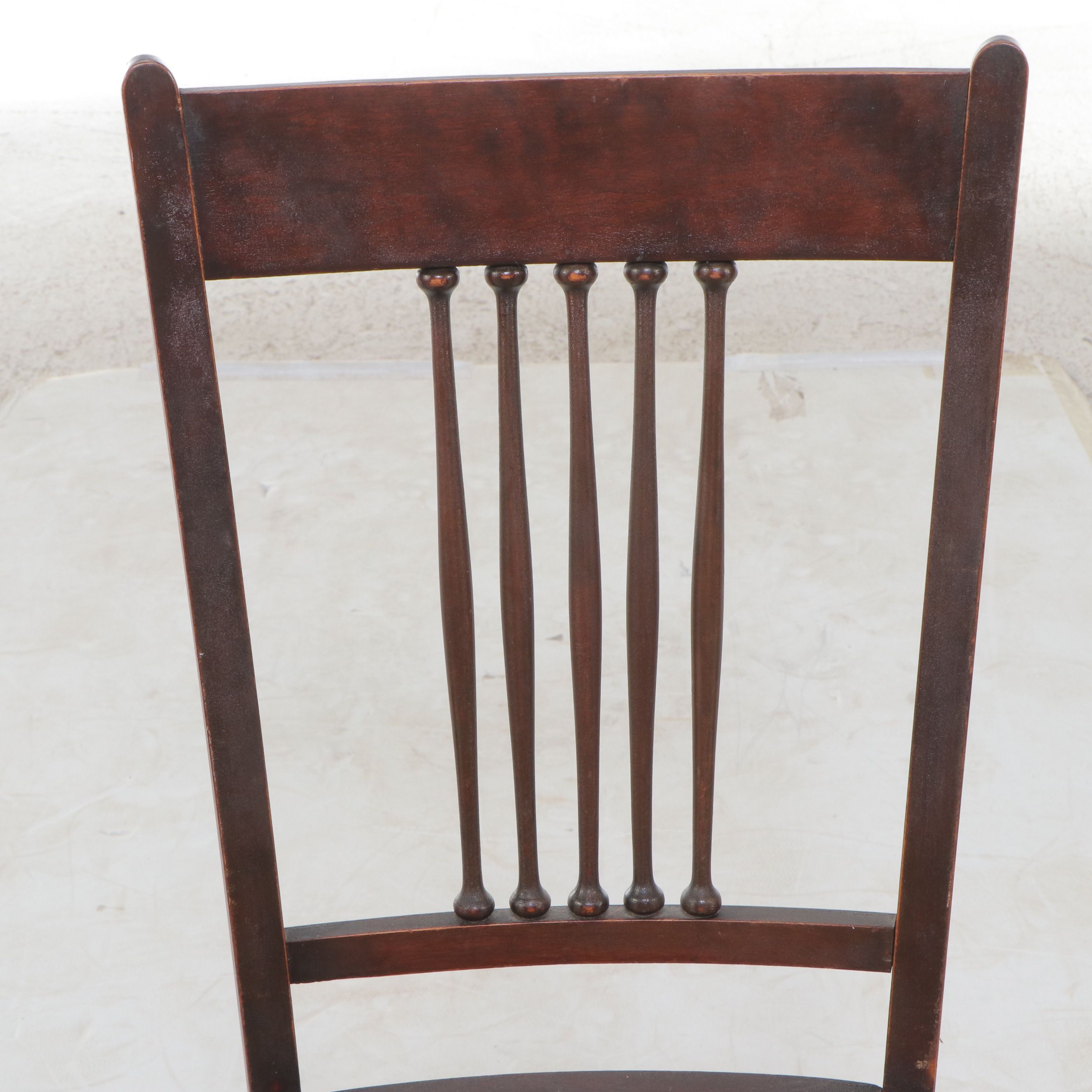 Pair of Edwardian Style Spindle Back Walnut Finish Cane Bottom Chairs