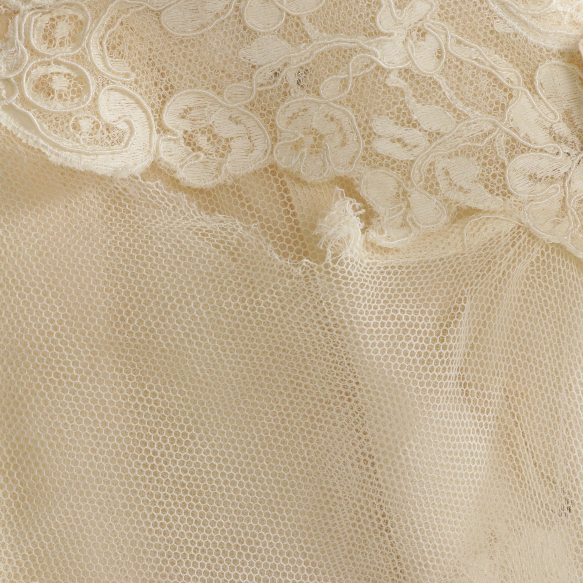 1960s Pearl & Lace Appliqué Wedding Gown with Train by Priscilla of Boston