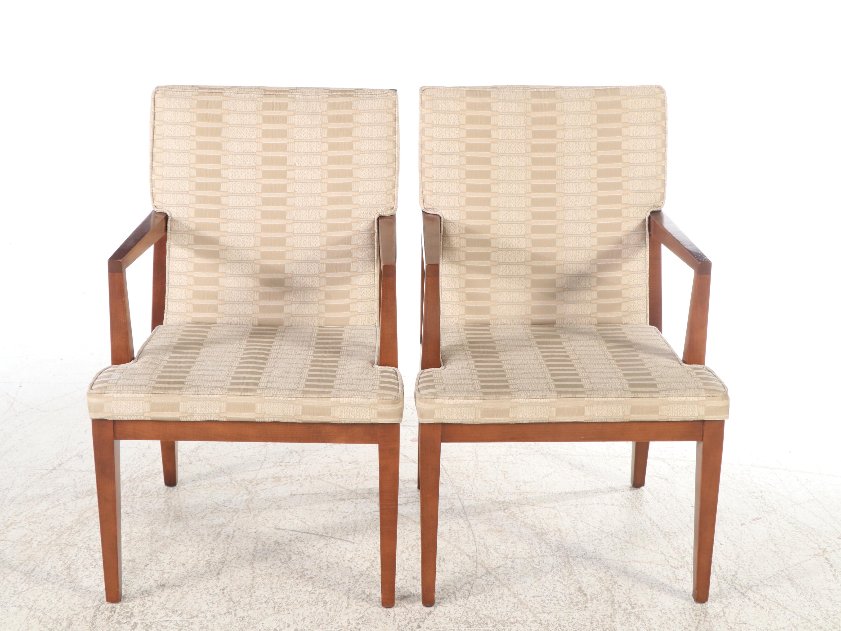 Pair of Gunlocke Modernist Upholstered Opan Armchairs, 1989