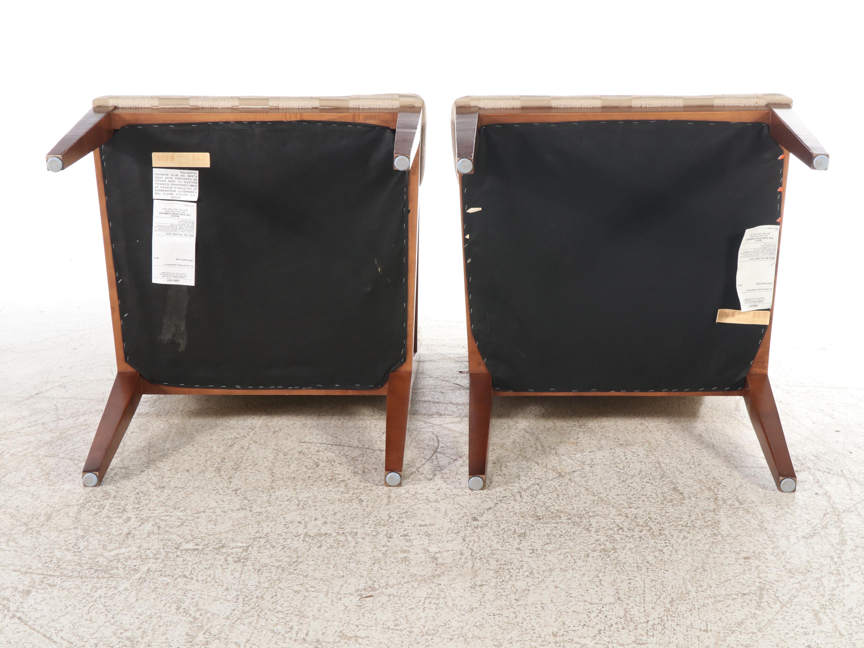 Pair of Gunlocke Modernist Upholstered Opan Armchairs, 1989