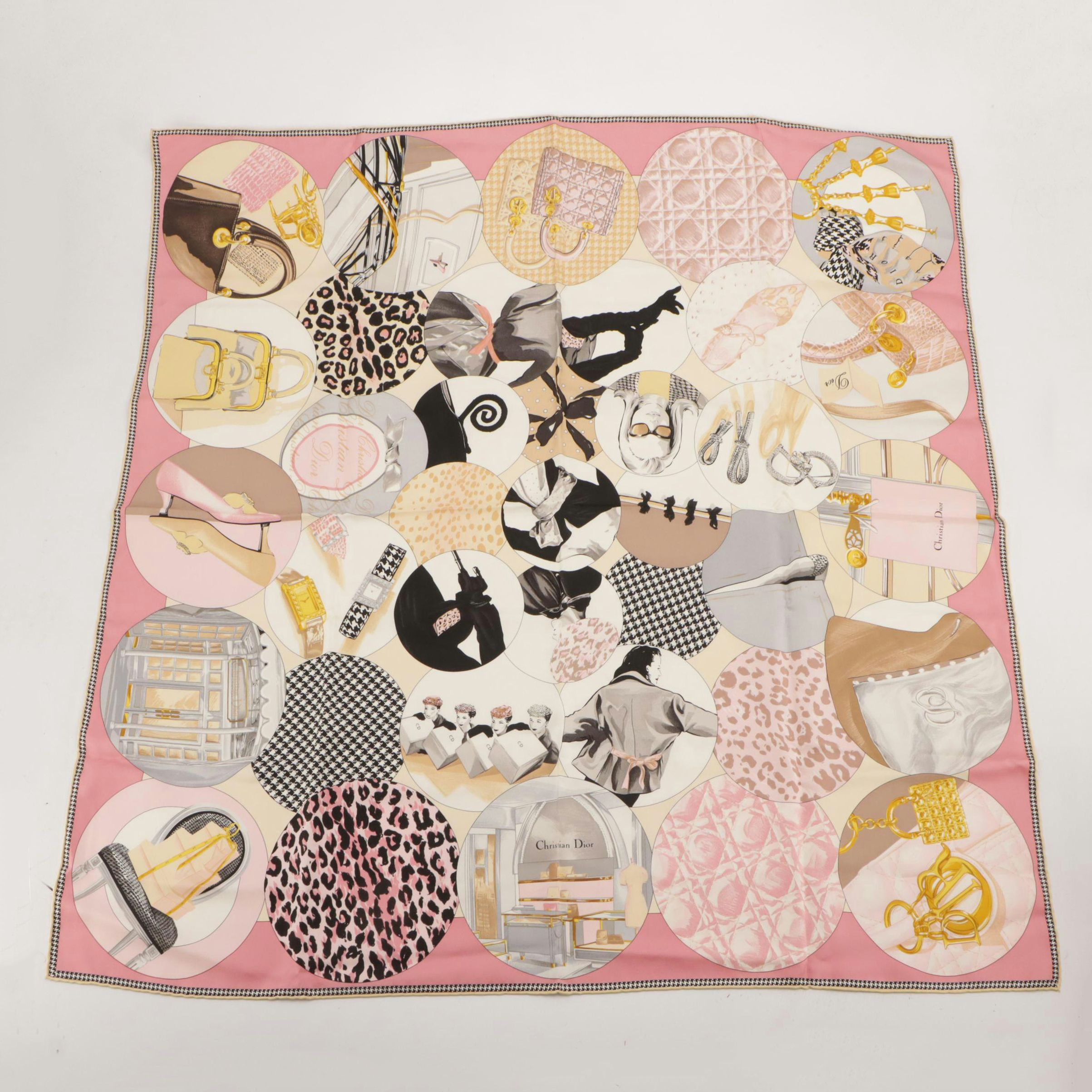 Christian Dior Pink Multi Printed Silk Scarf