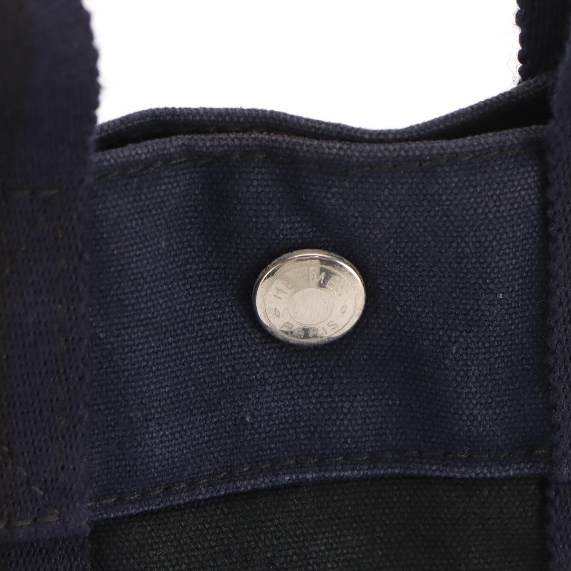 Hermès Fourre-Tout PM in Black and Navy Cotton Canvas