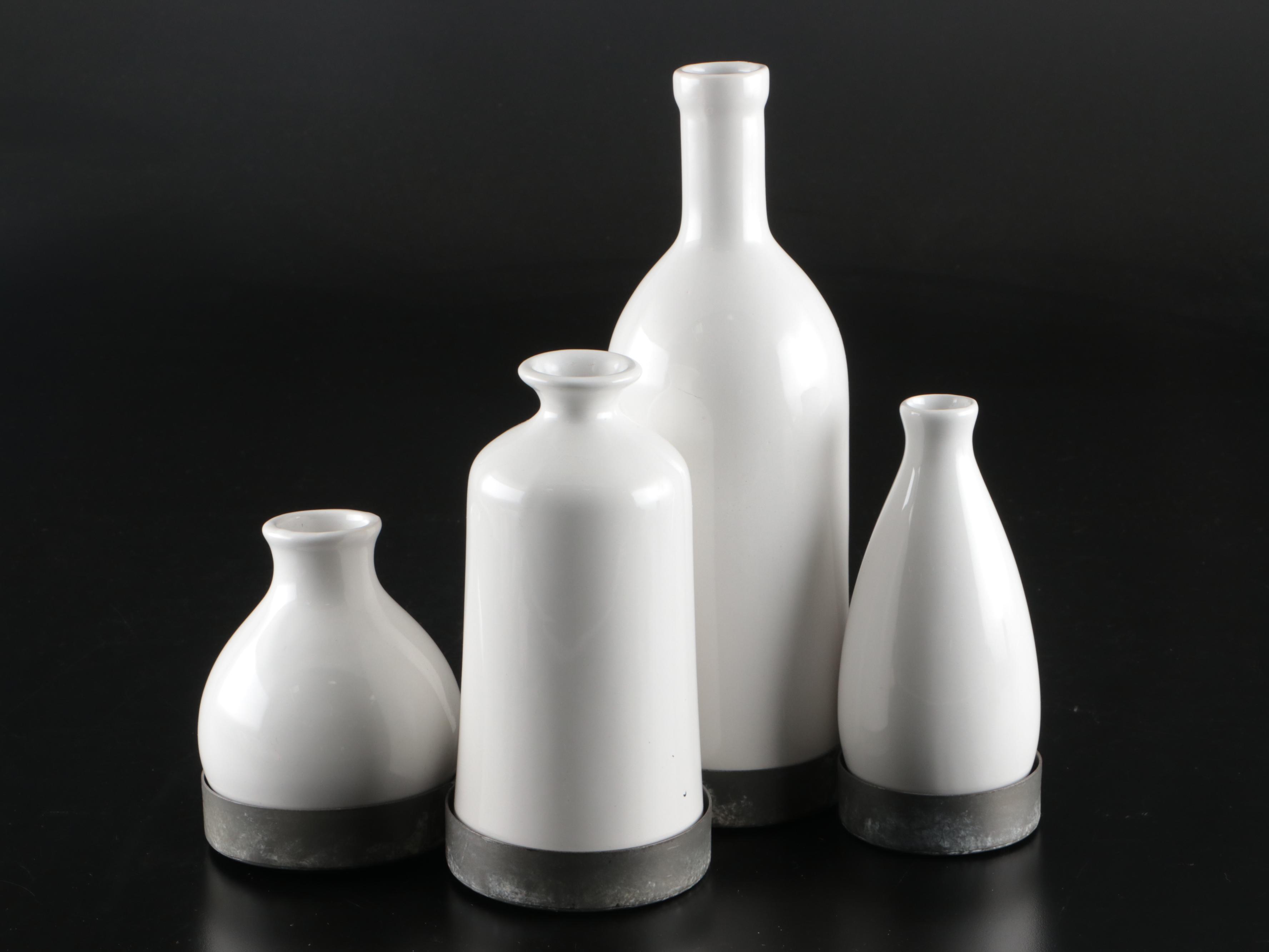 Ceramic Vase Collection with Metal Coasters, Clam and Lighting Whelks, More