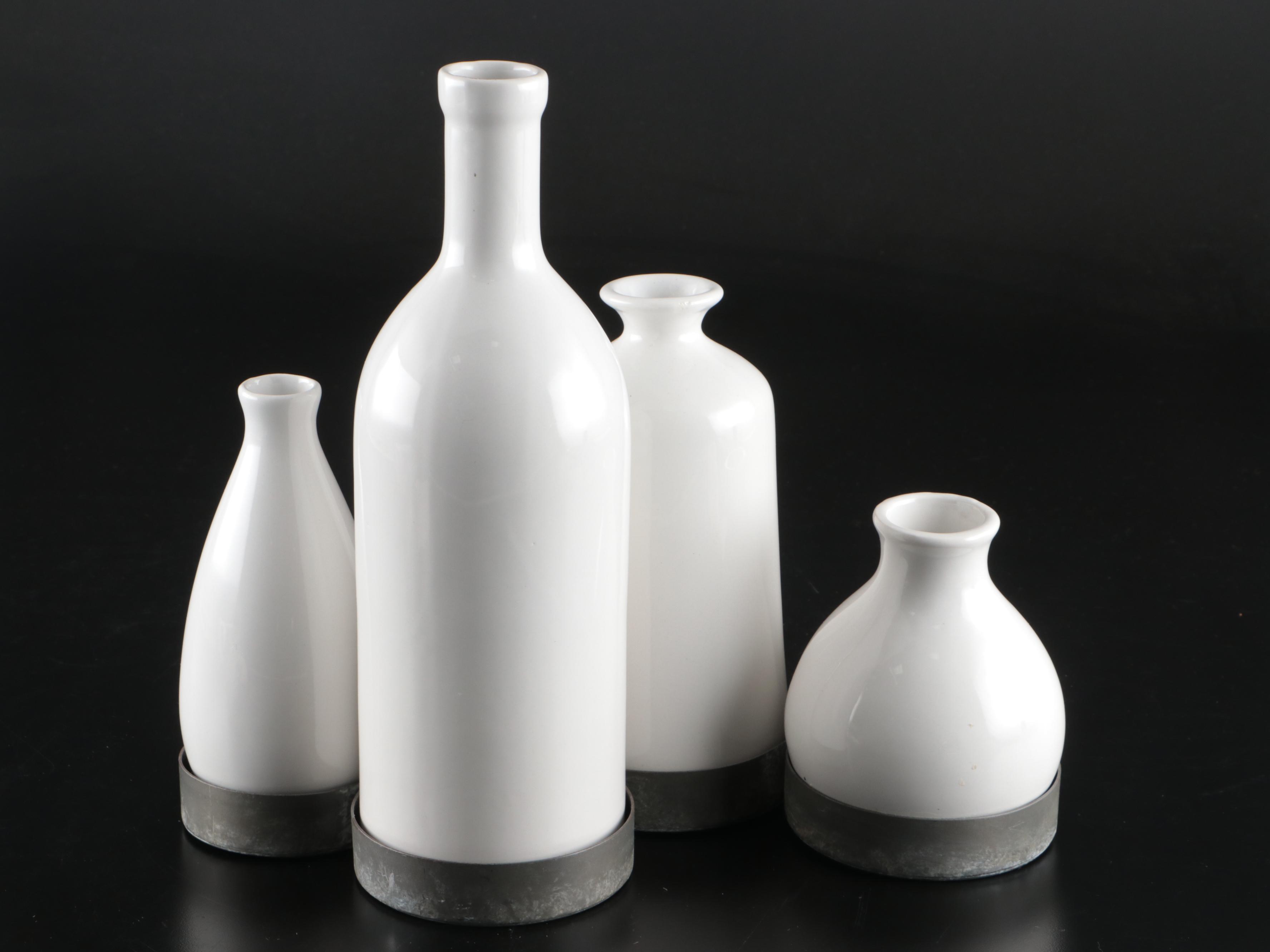 Ceramic Vase Collection with Metal Coasters, Clam and Lighting Whelks, More