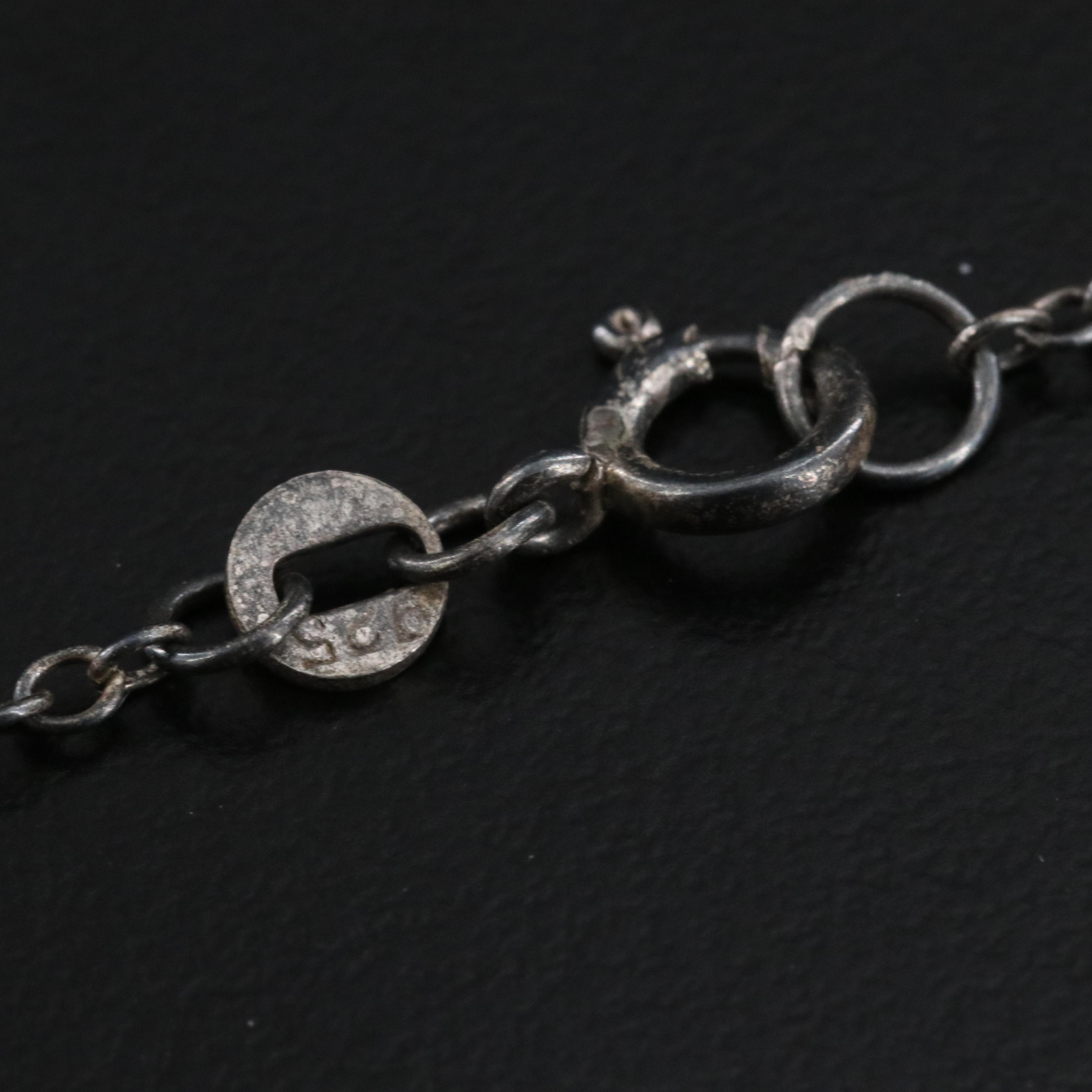 Vitreous Enamel and Sterling Design on Orb Pendant Watch with Sterling Chain