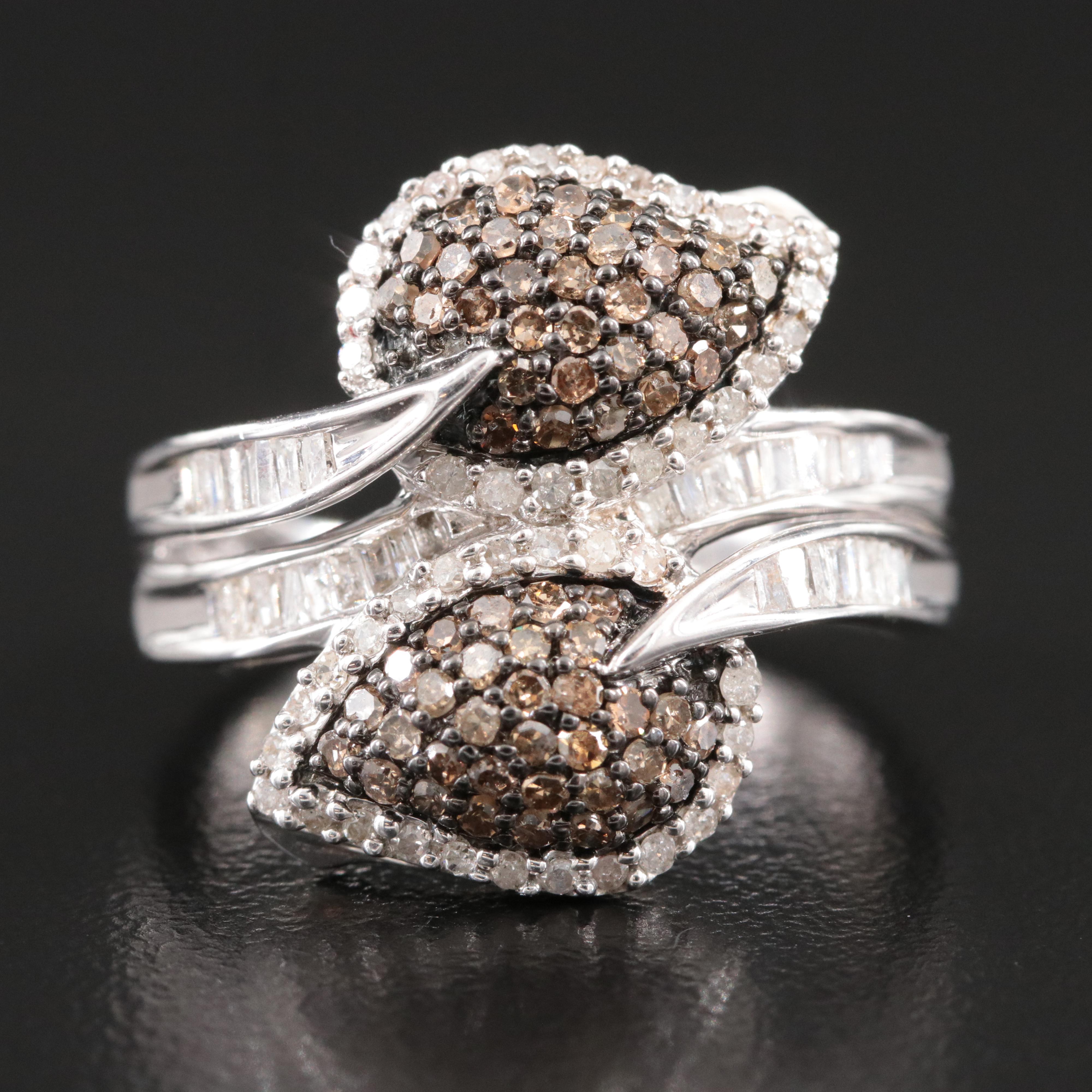 Sterling 1.00 CTW Diamond Ivy Bypass Ring Featuring Fancy Brown