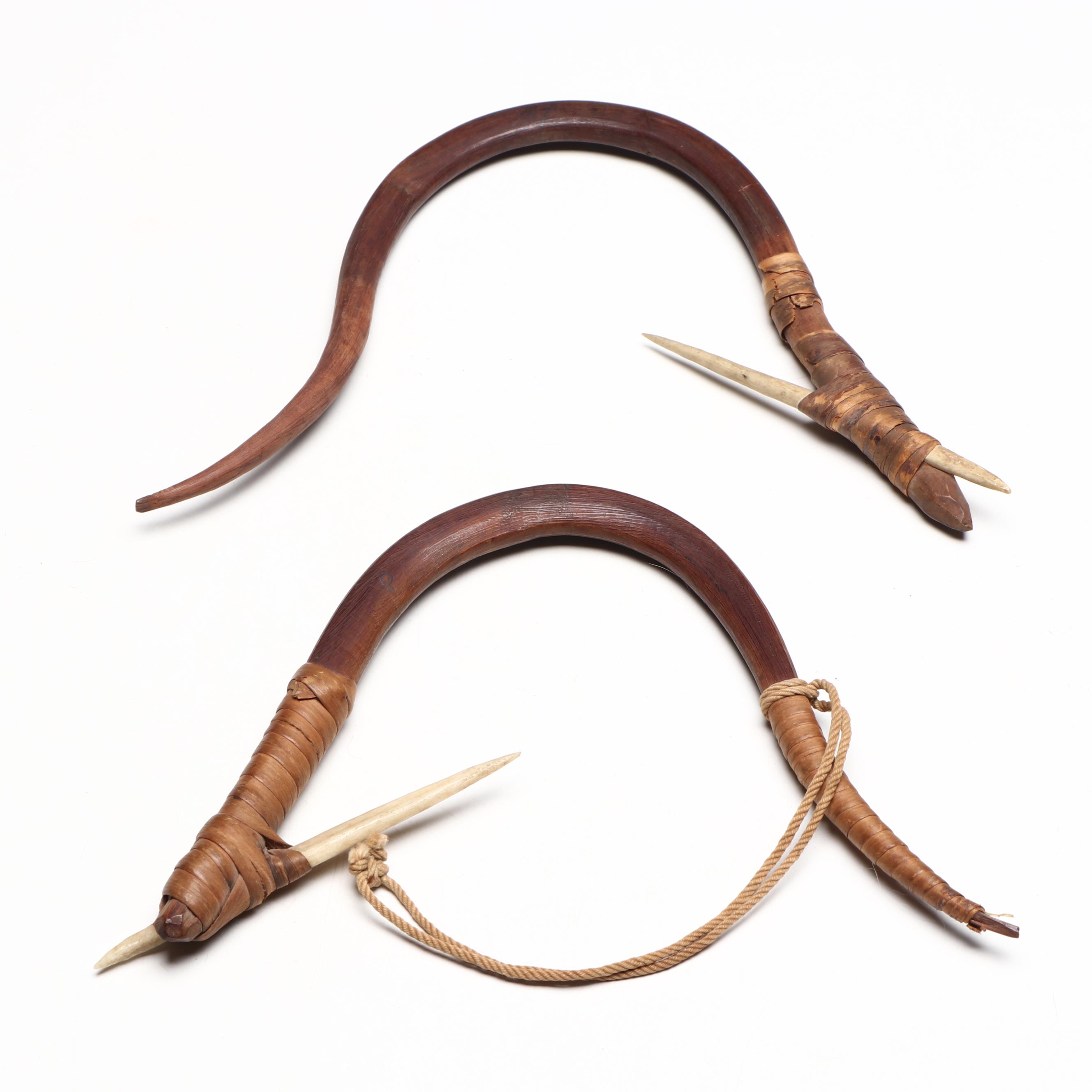 Indigenous Arctic Wood and Bone Halibut Hooks