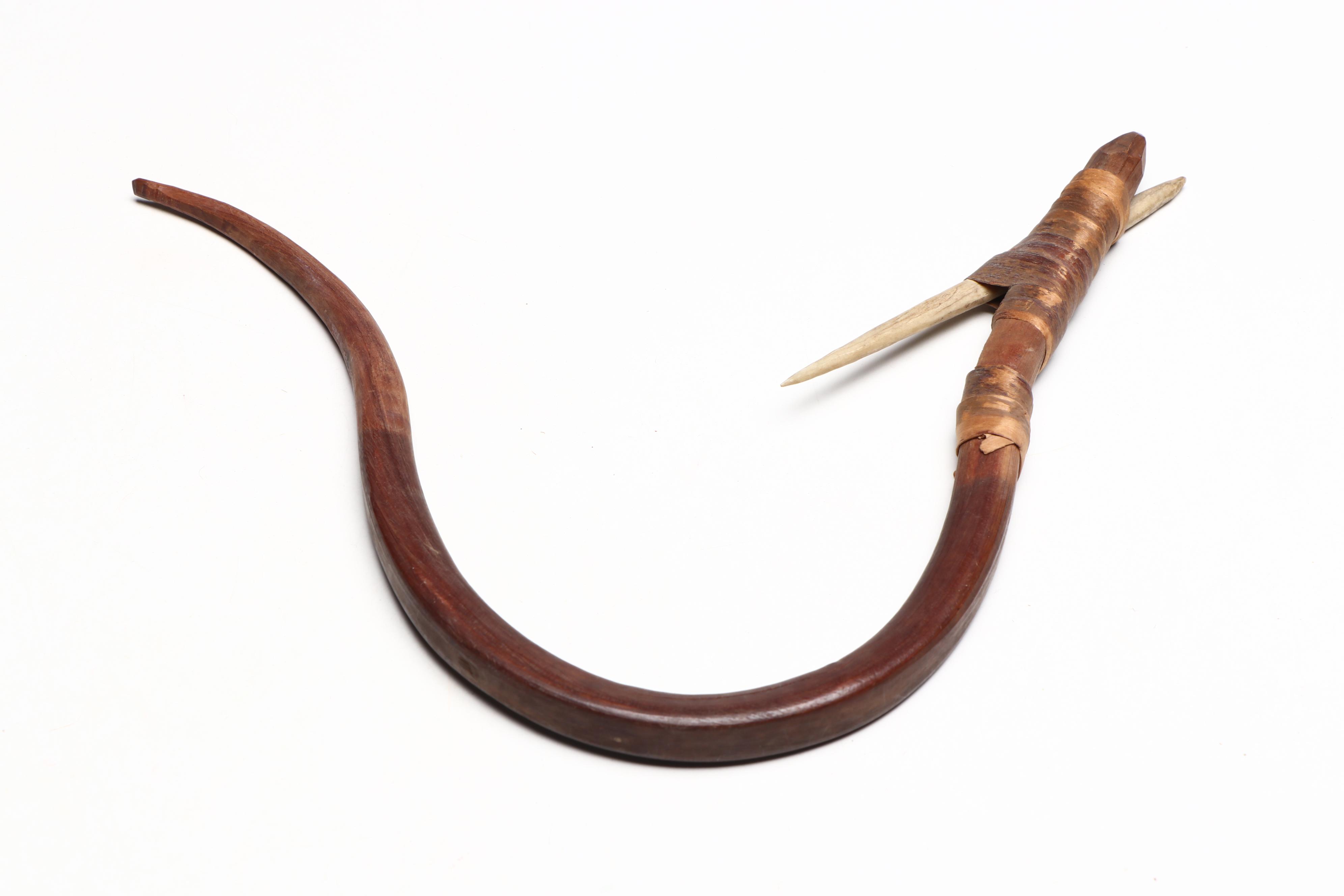 Indigenous Arctic Wood and Bone Halibut Hooks