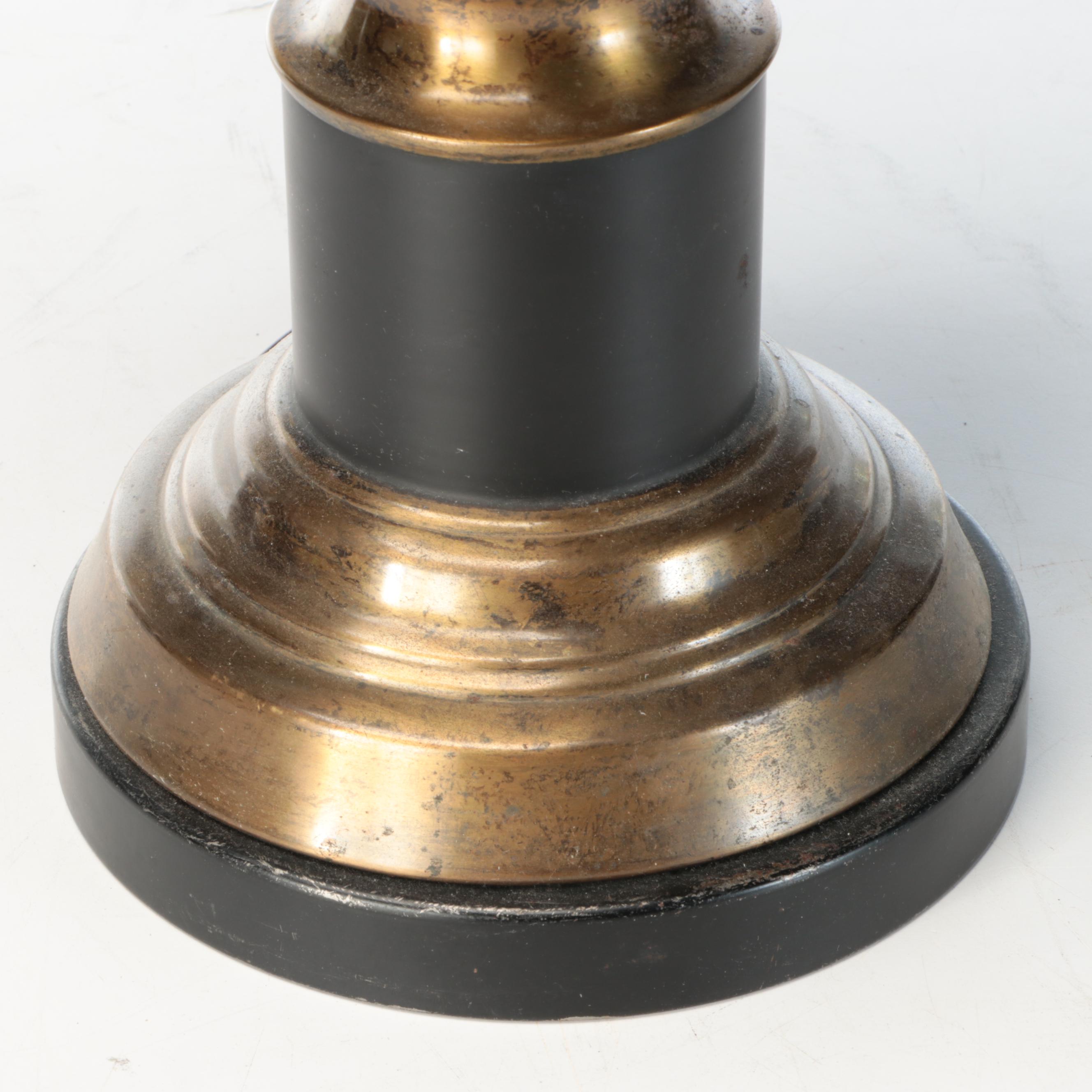 Federal Style Bronzed Metal Table Lamp with Trimmed Cotton Shade