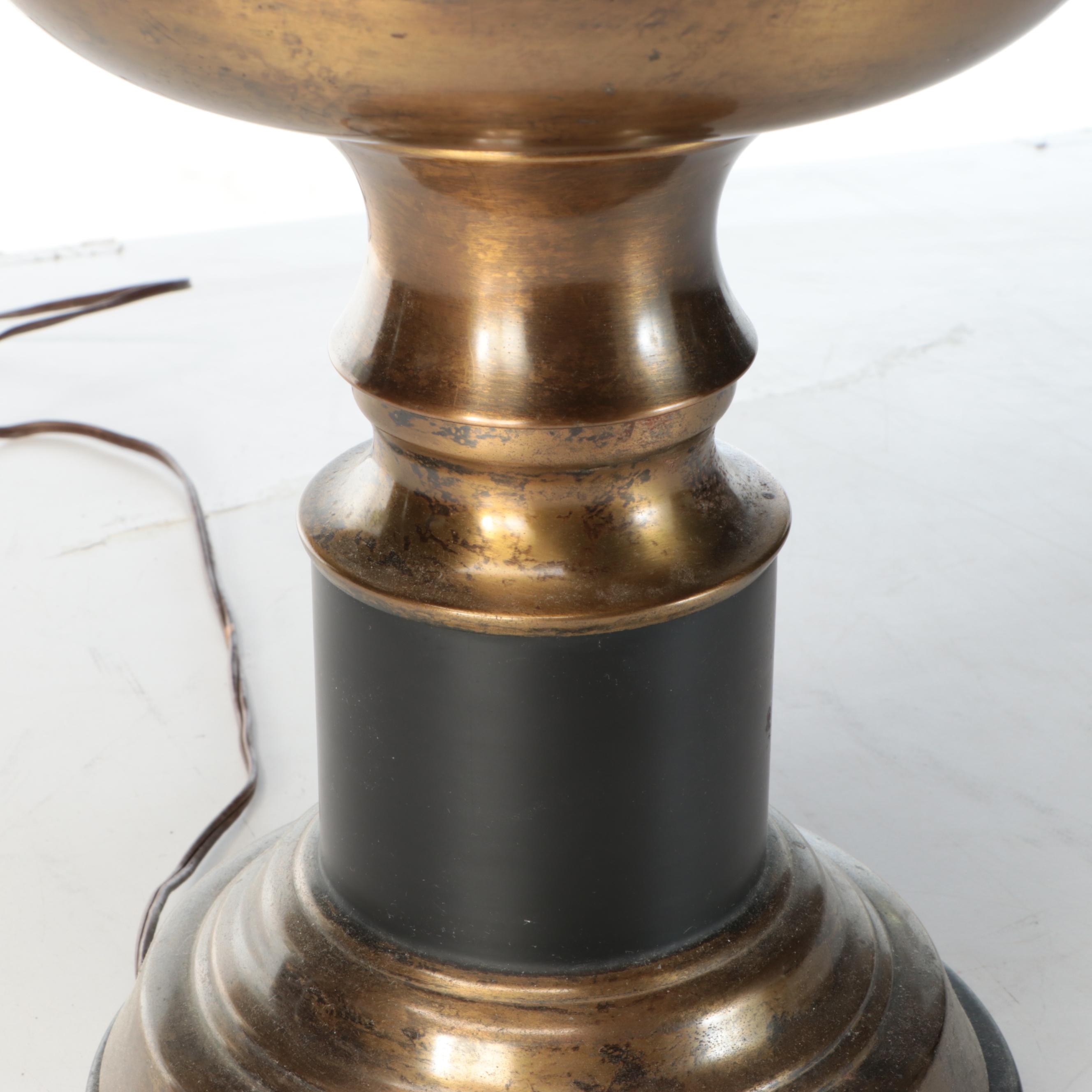 Federal Style Bronzed Metal Table Lamp with Trimmed Cotton Shade