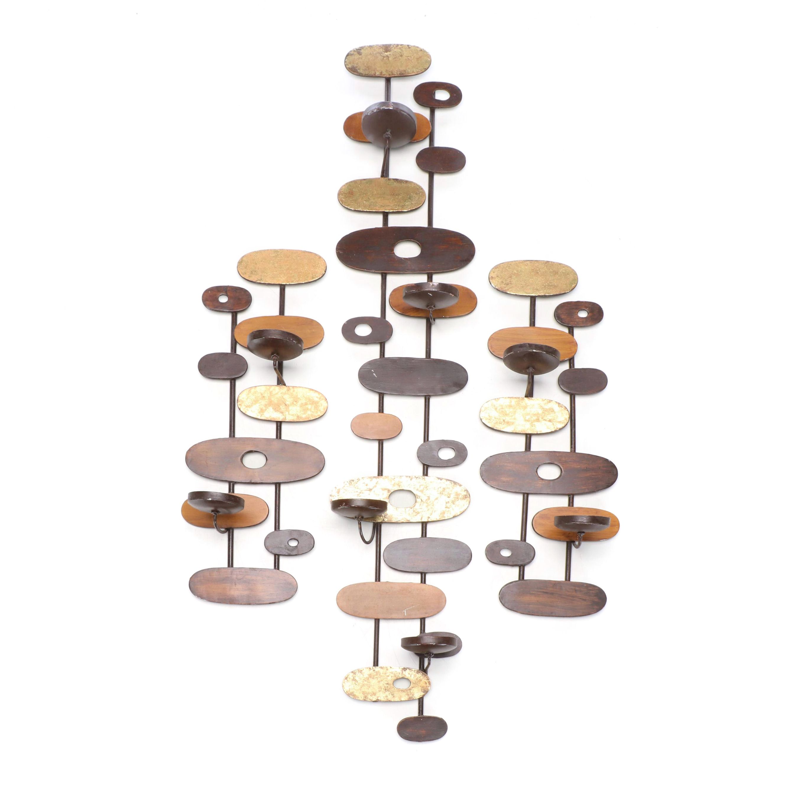 Mid Century Modern Style Sculptural Metal Wall Sconces