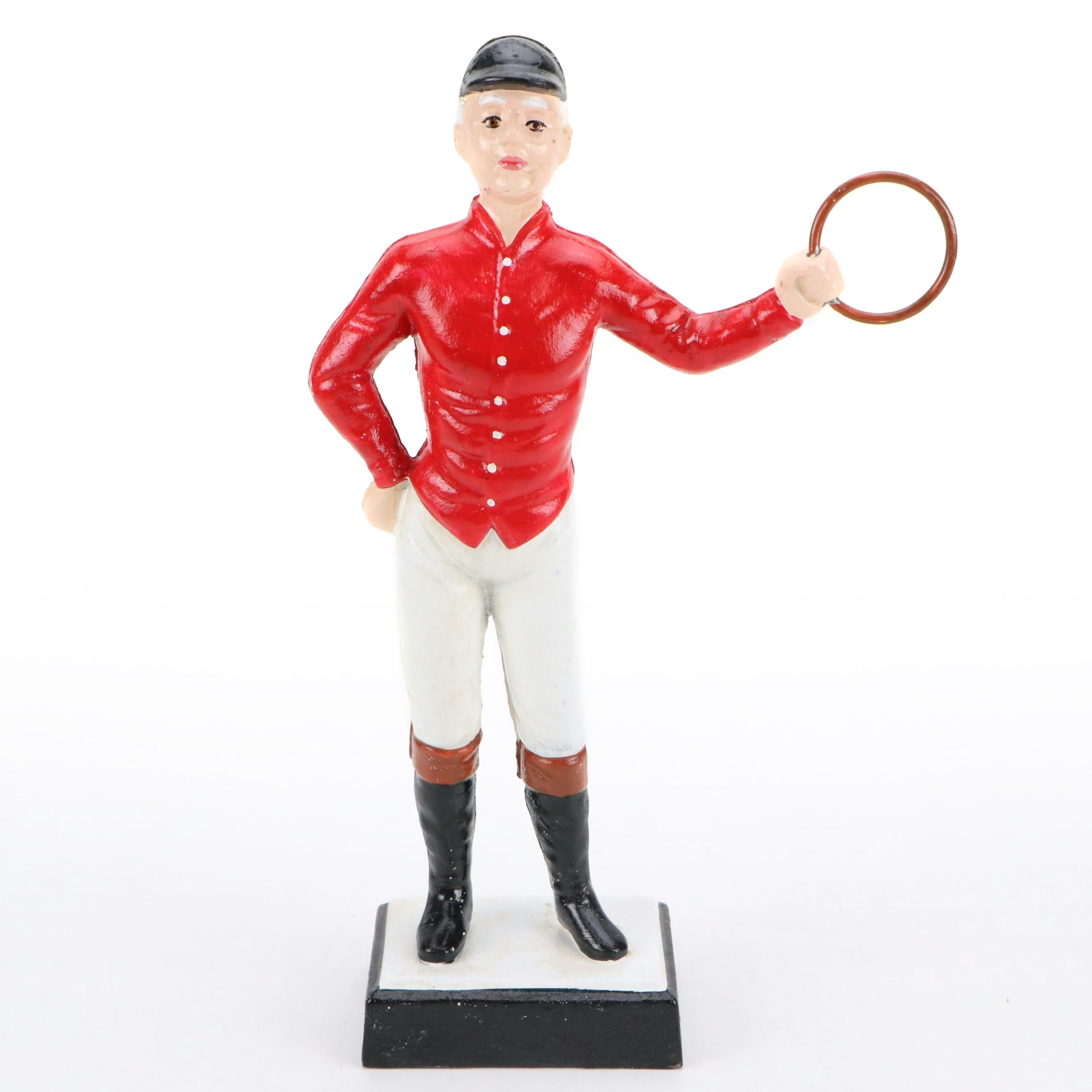 Painted Cast Iron Lawn Jockey Doorstop
