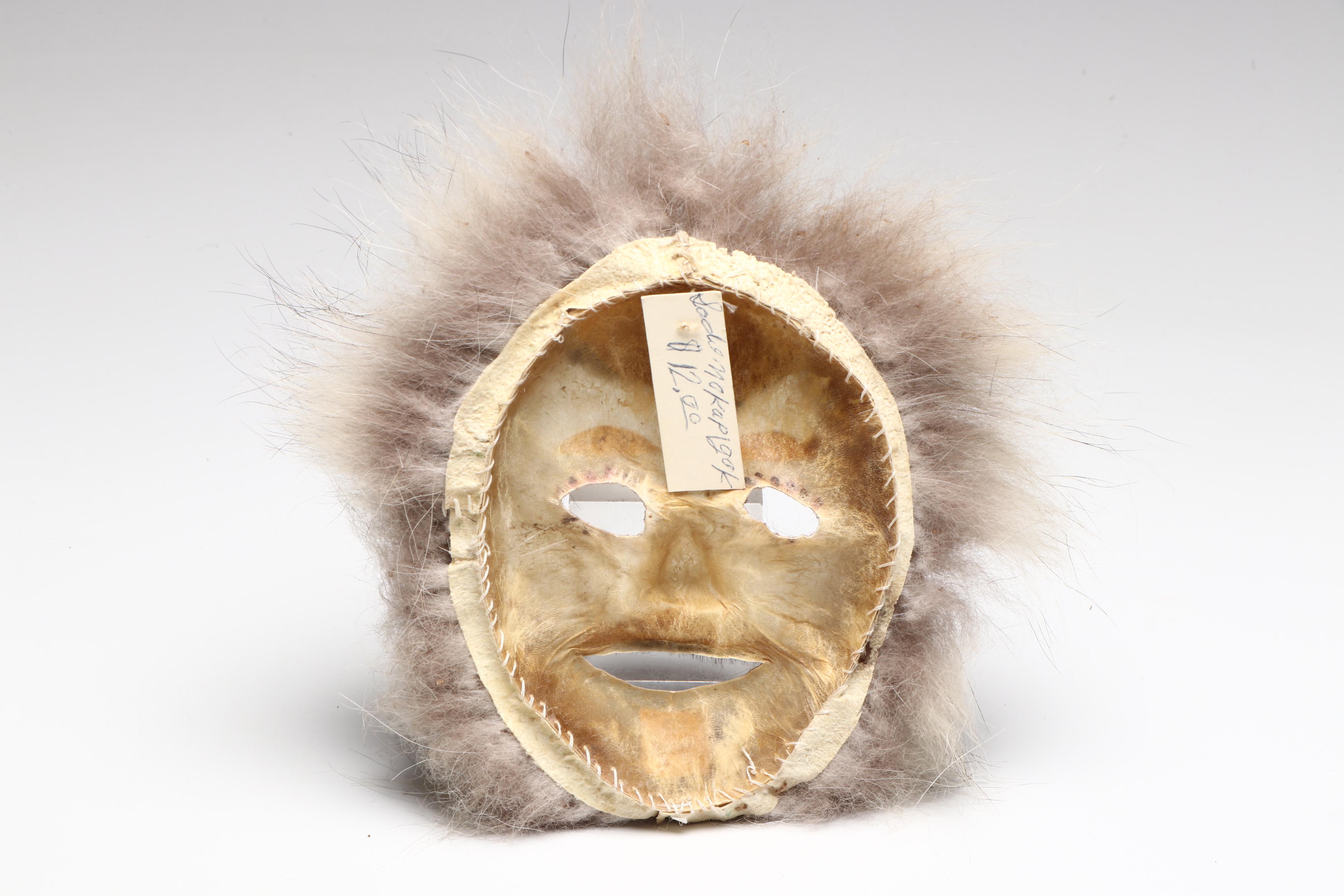 Inuit Hide and Fur Mask with Stretched Hide Disk, 20th Century