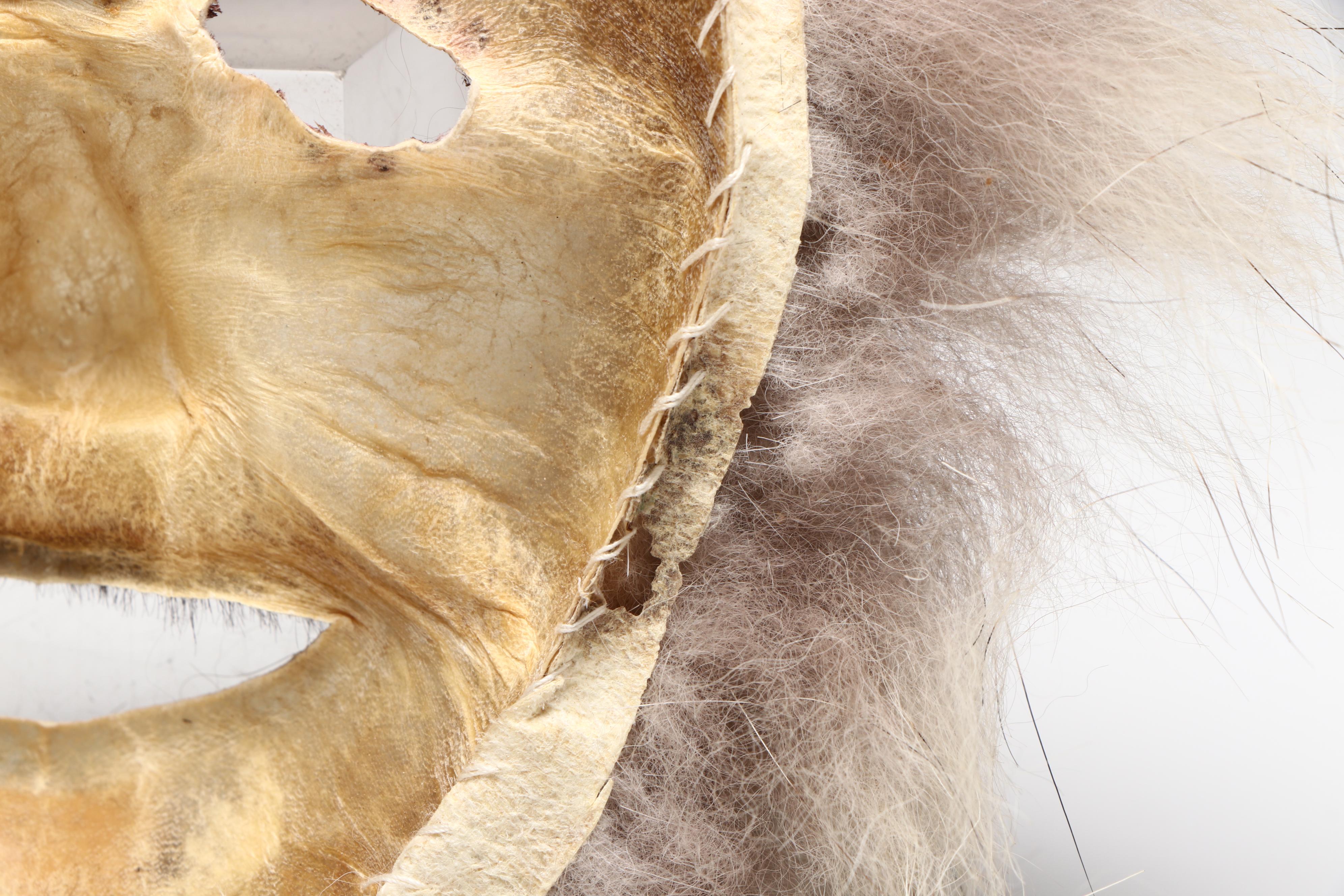 Inuit Hide and Fur Mask with Stretched Hide Disk, 20th Century