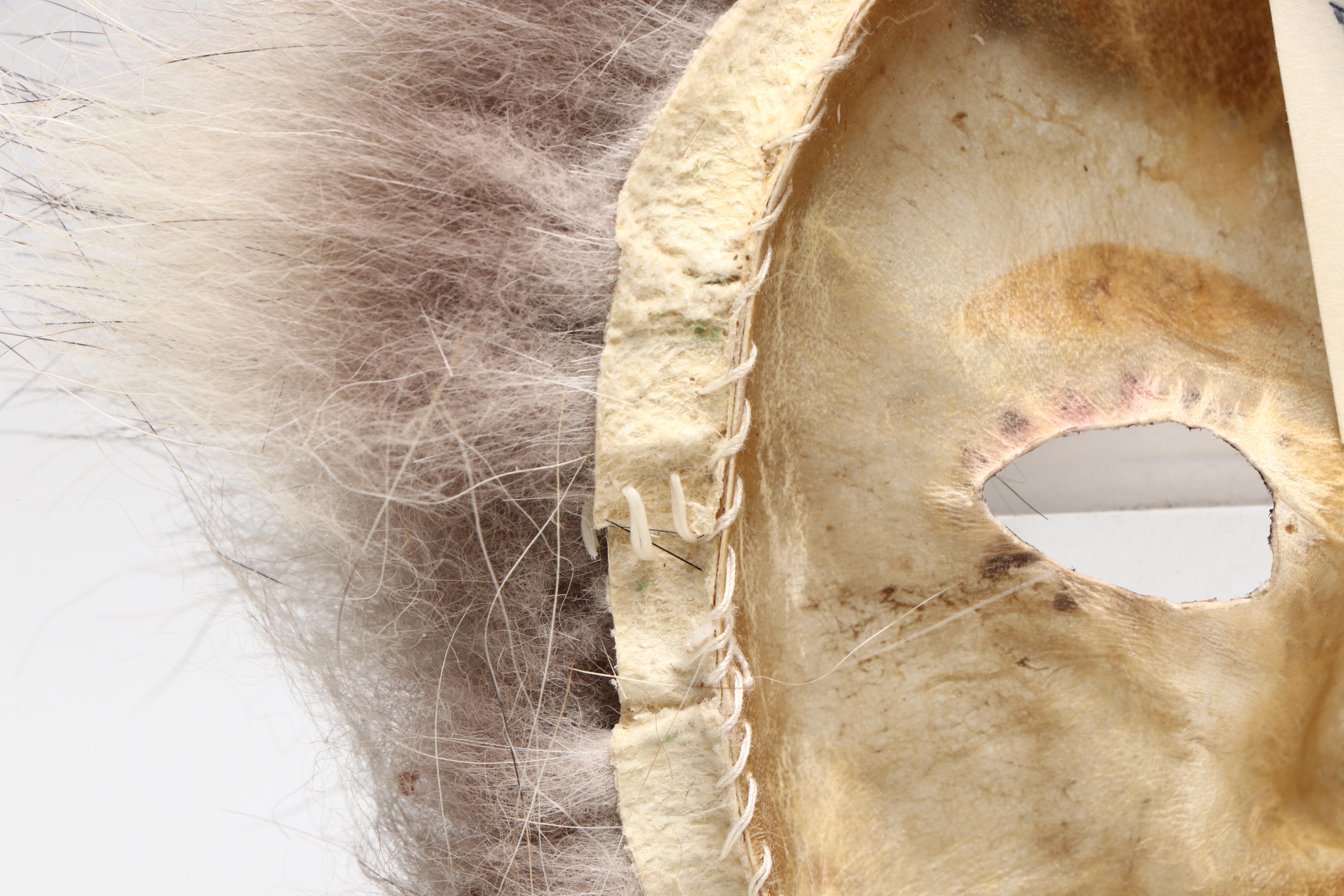 Inuit Hide and Fur Mask with Stretched Hide Disk, 20th Century