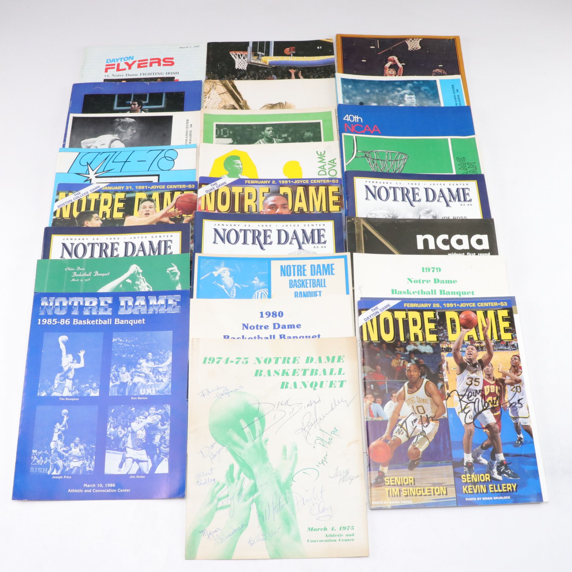 Notre Dame Basketball Programs and Ephemera with "Digger" Phelps Autograph