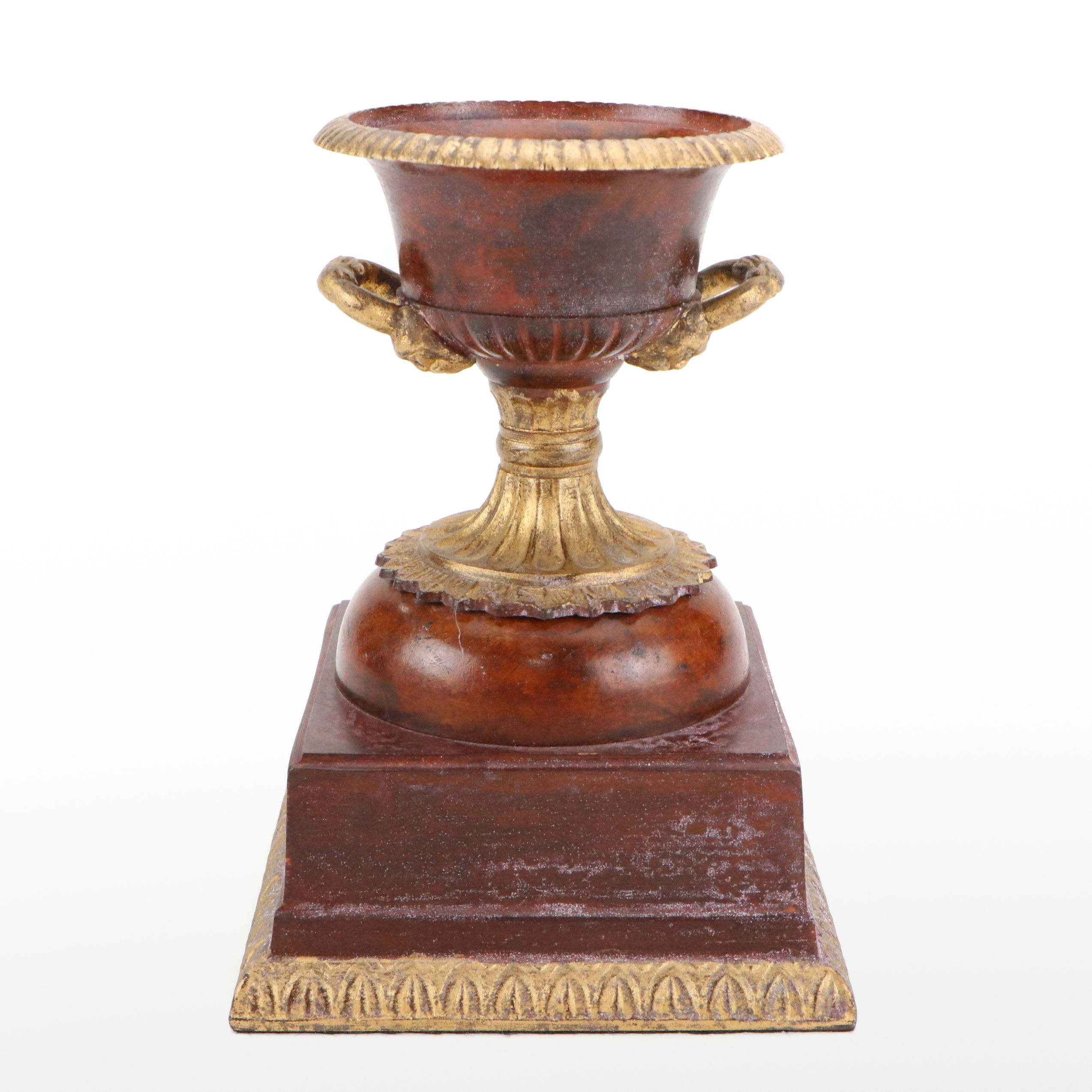 Neoclassical Style Gilt Accented Painted Cast Metal Urn