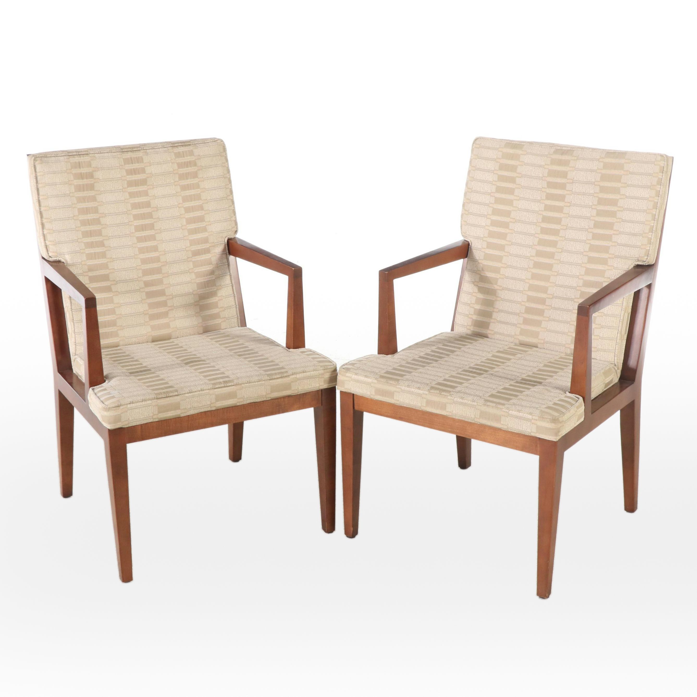 Pair of Gunlocke Modernist Upholstered Opan Armchairs, 1989