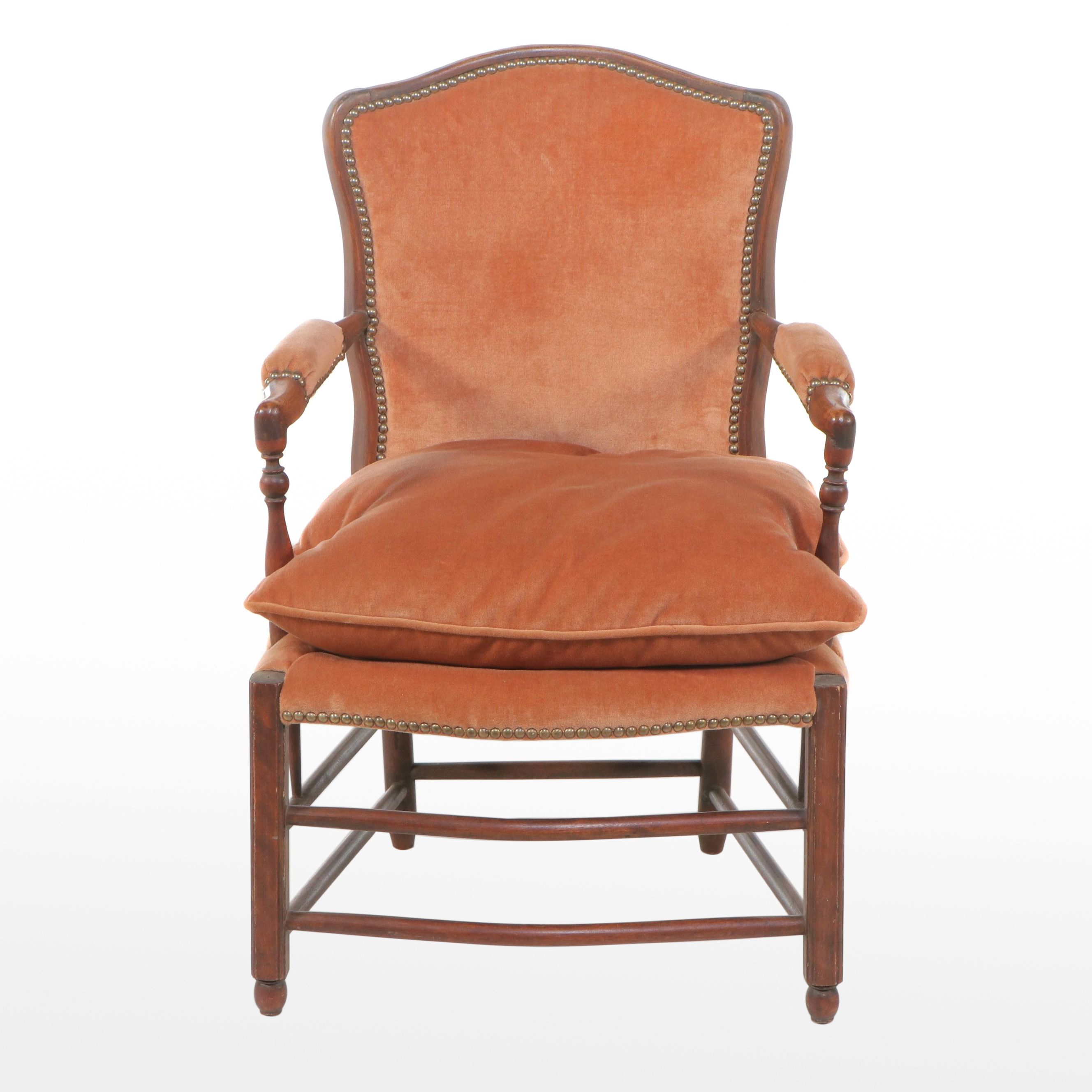 French Provincial Style Walnut Upholstered Fauteuil, Early 20th Century